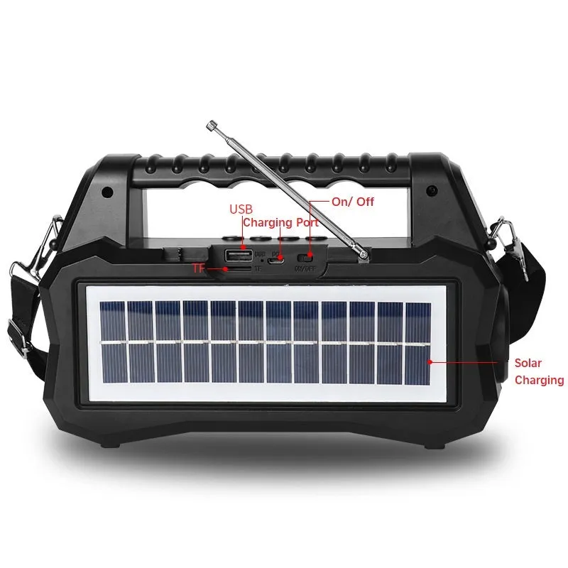 Outdoor TWS Solar Rechargeable Portable Flashlight Bluetooth Wireless Speaker