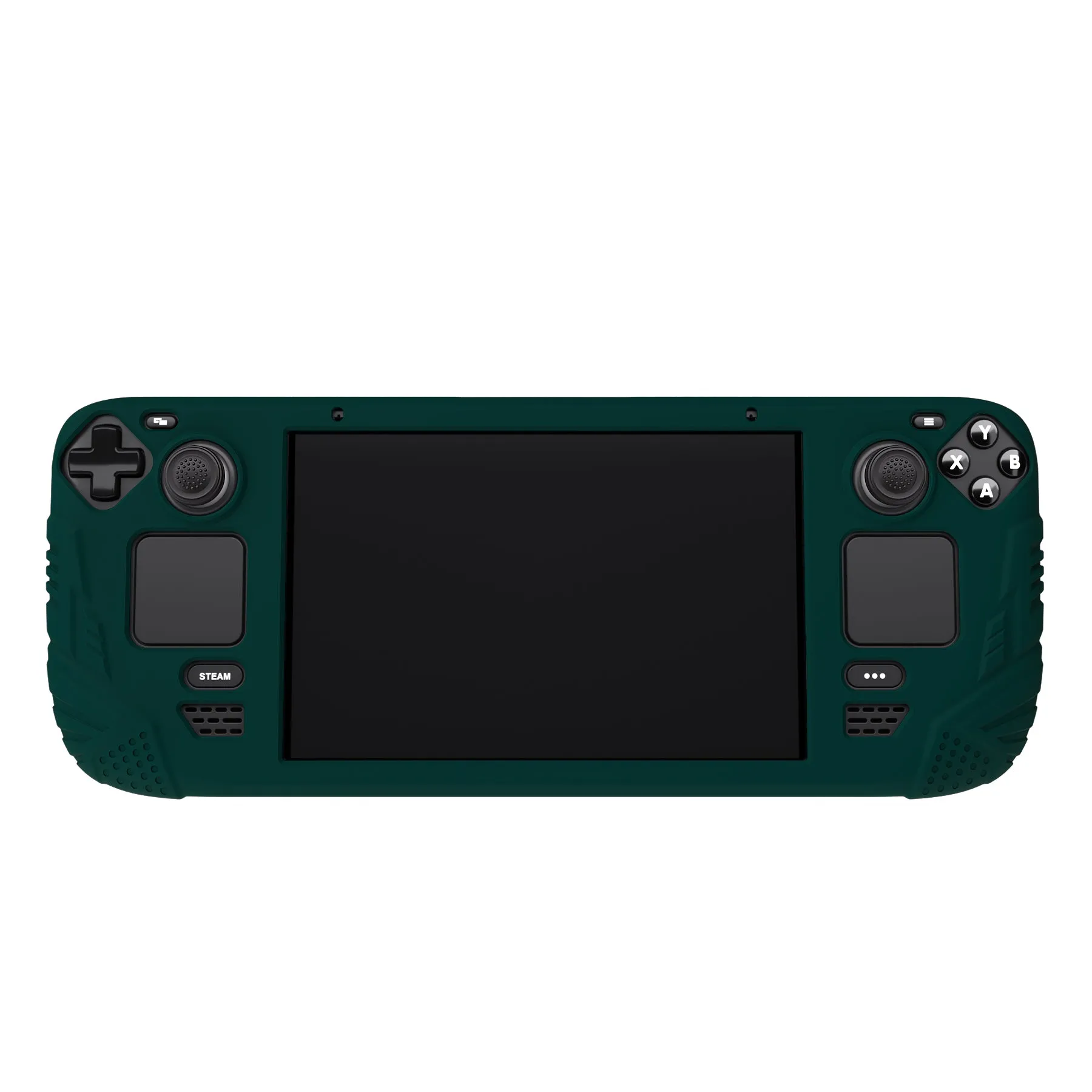 PlayVital Armor Series Protective Case for Steam Deck LCD, Soft Cover Silicone Protector for Steam Deck with Back Button Enhancement Designed & Thumb Grips Caps - Racing Green - XFSDP007