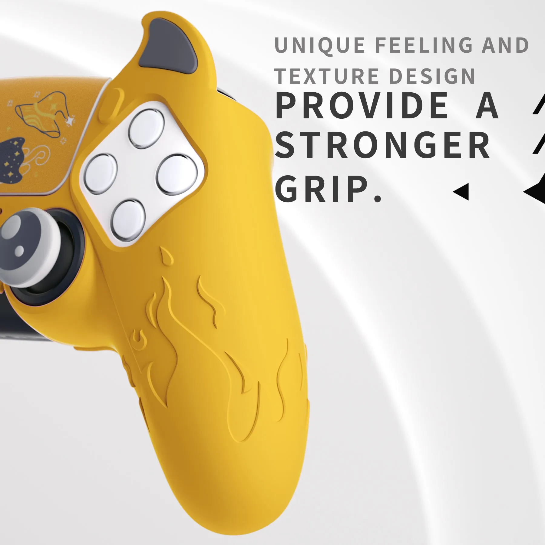 PlayVital Cute Demon Controller Silicone Case Compatible With PS5 Controller - Yellow - DEPFP006