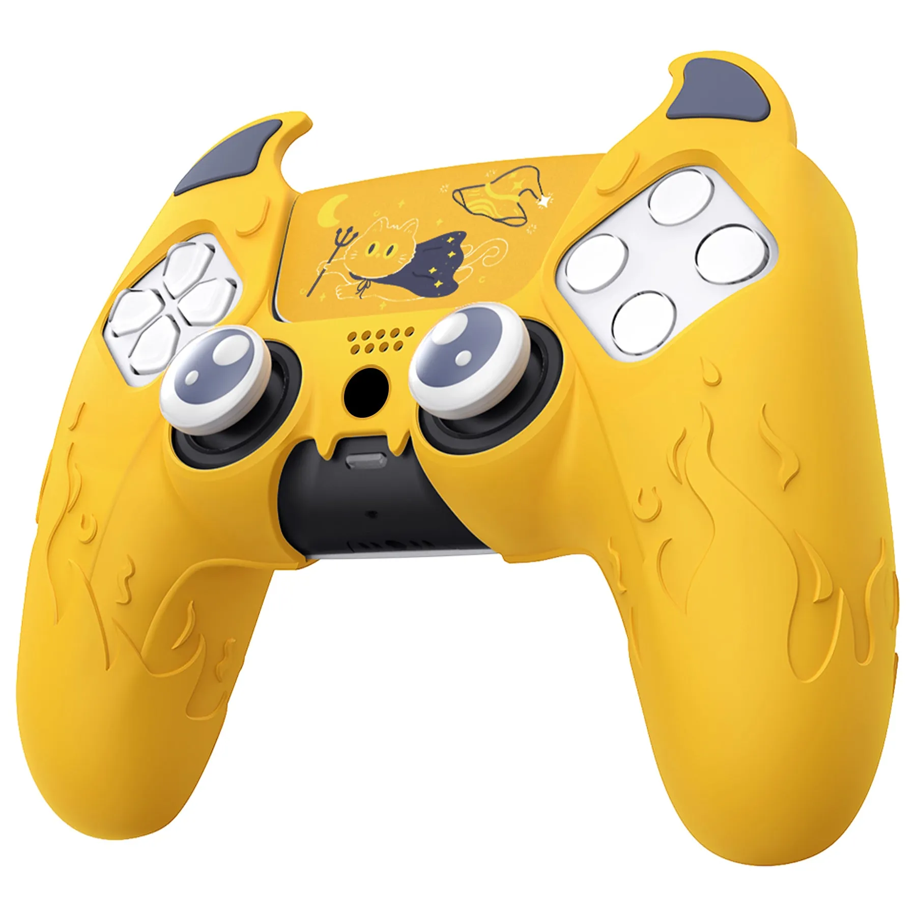 PlayVital Cute Demon Controller Silicone Case Compatible With PS5 Controller - Yellow - DEPFP006