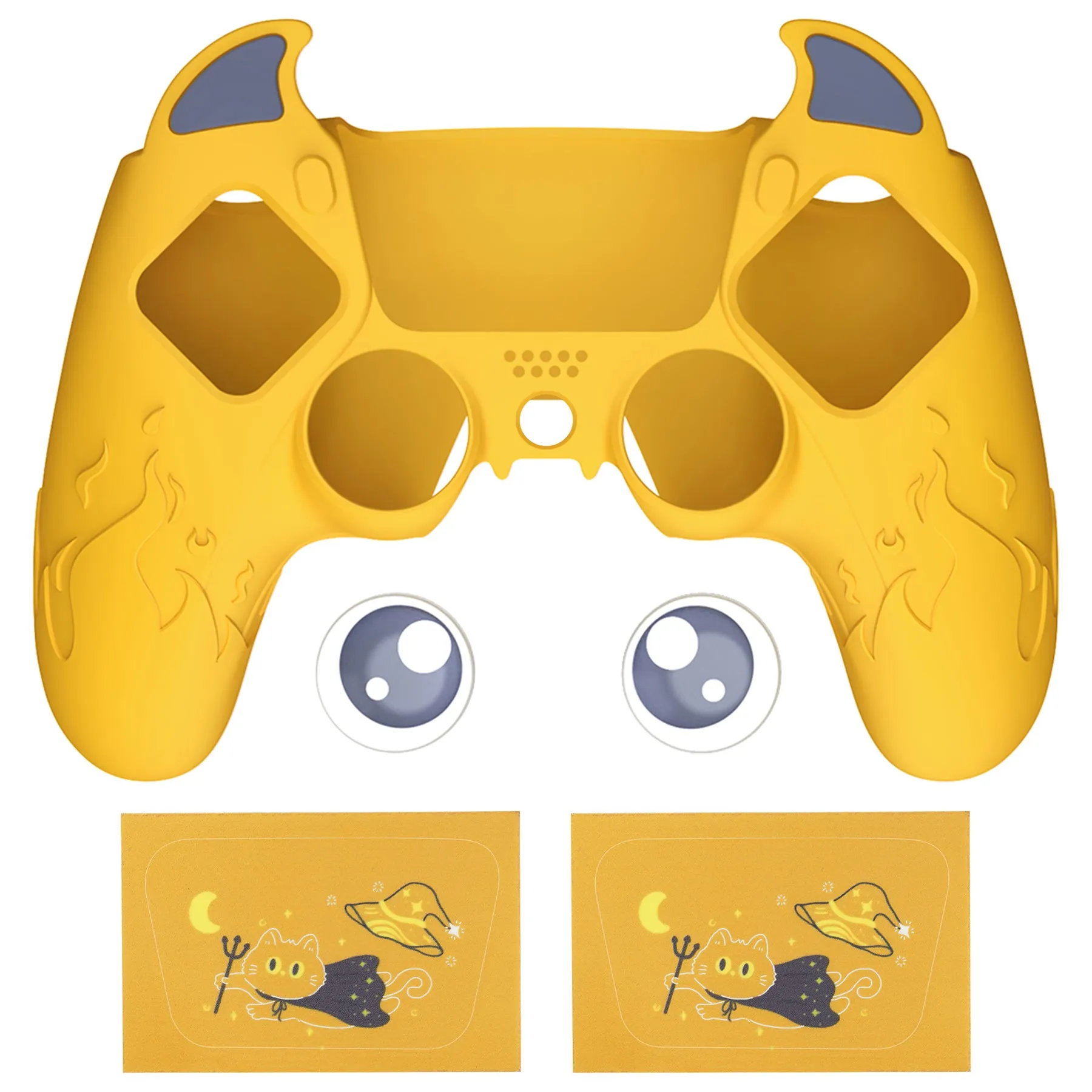 PlayVital Cute Demon Controller Silicone Case Compatible With PS5 Controller - Yellow - DEPFP006