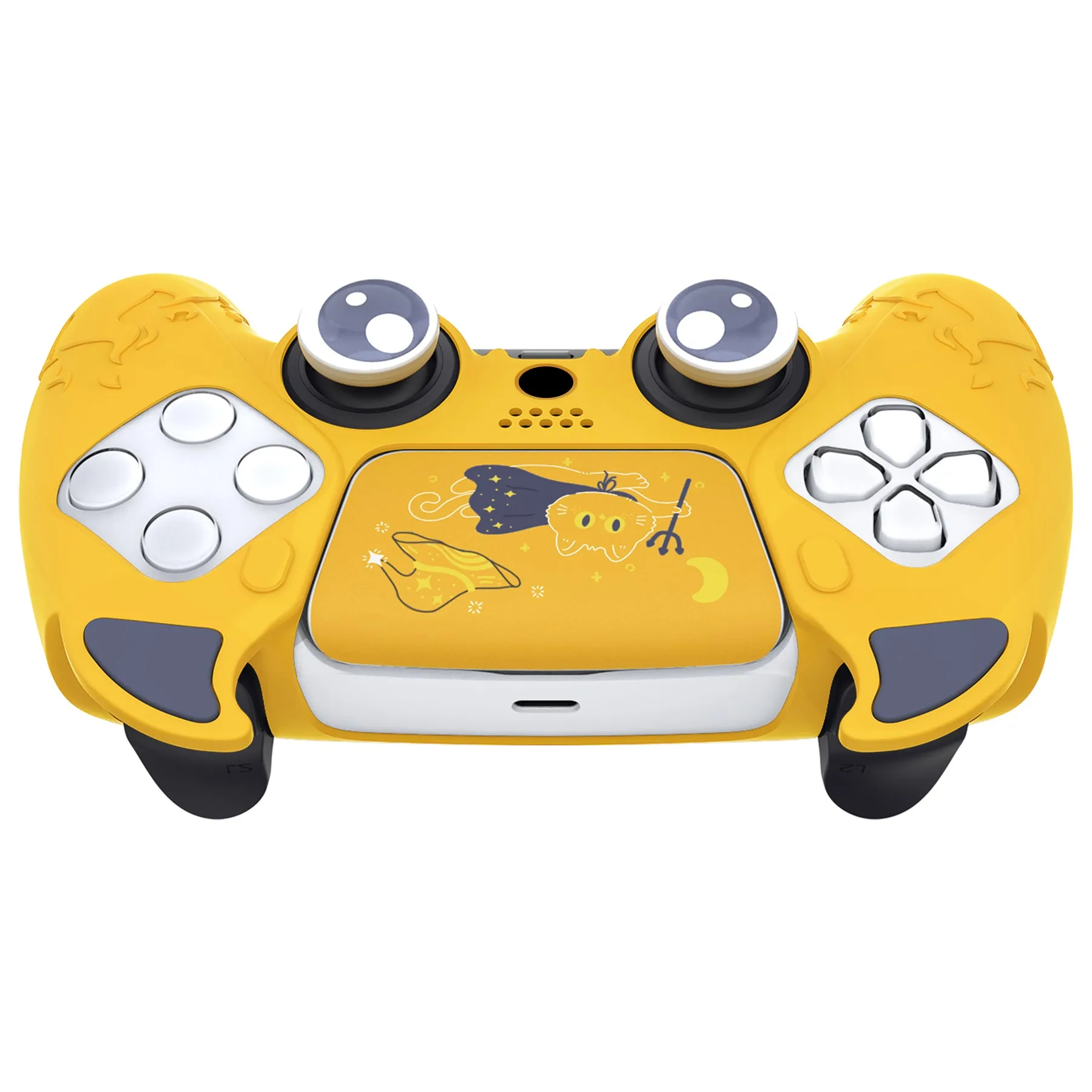 PlayVital Cute Demon Controller Silicone Case Compatible With PS5 Controller - Yellow - DEPFP006