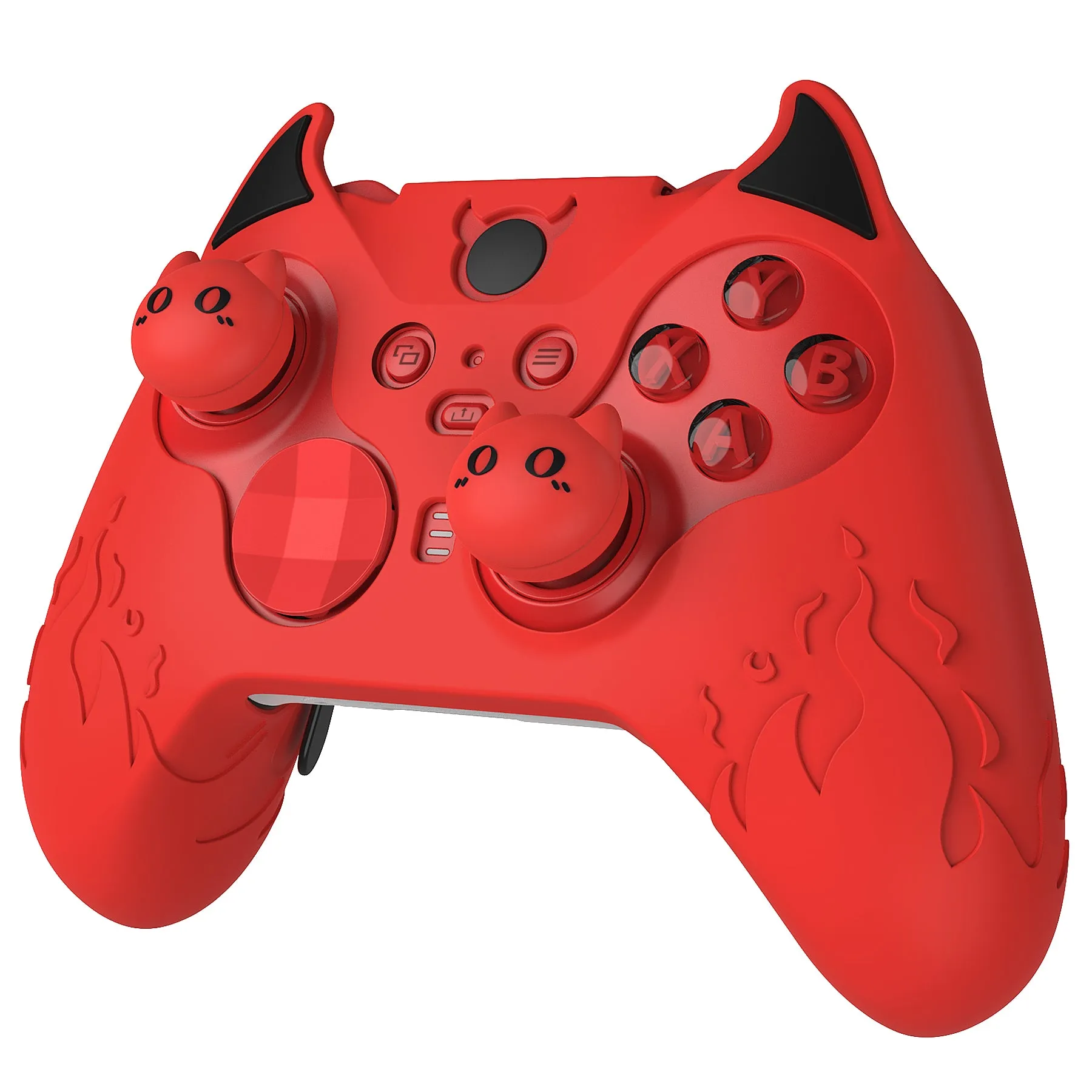 PlayVital Cute Demon Silicone Case Cover for Xbox Elite Wireless Controller Series 2, Kawaii Anti-Slip Shockproof Controller Skin Grip for Xbox Elite Series 2 Core with Thumb Grip Caps - Red - UQNE2P002