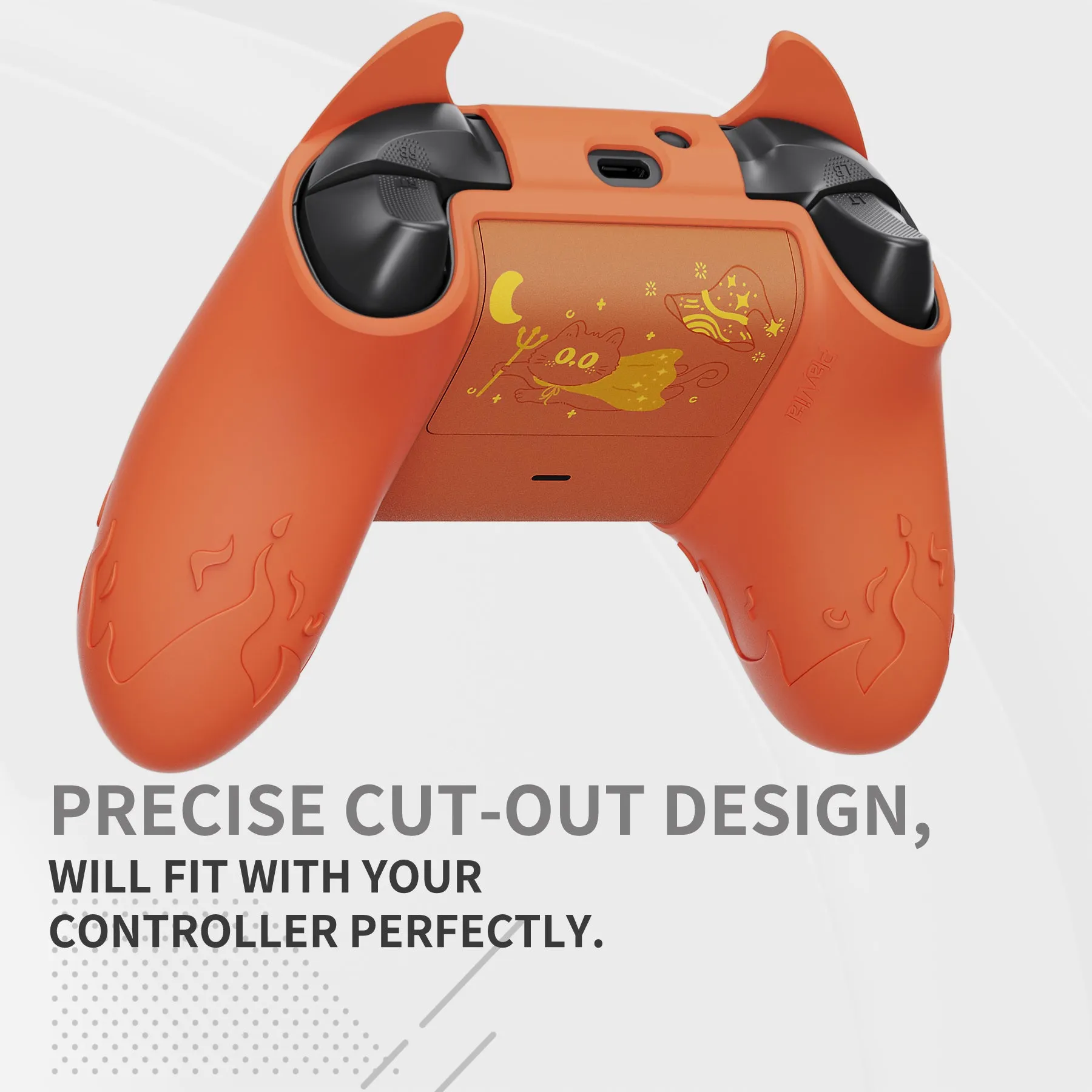 PlayVital Cute Demon Silicone Cover with Thumb Grip Caps for Xbox Series X/S Controller & Xbox Core Wireless Controller - Burnt Orange - PUKX3P004