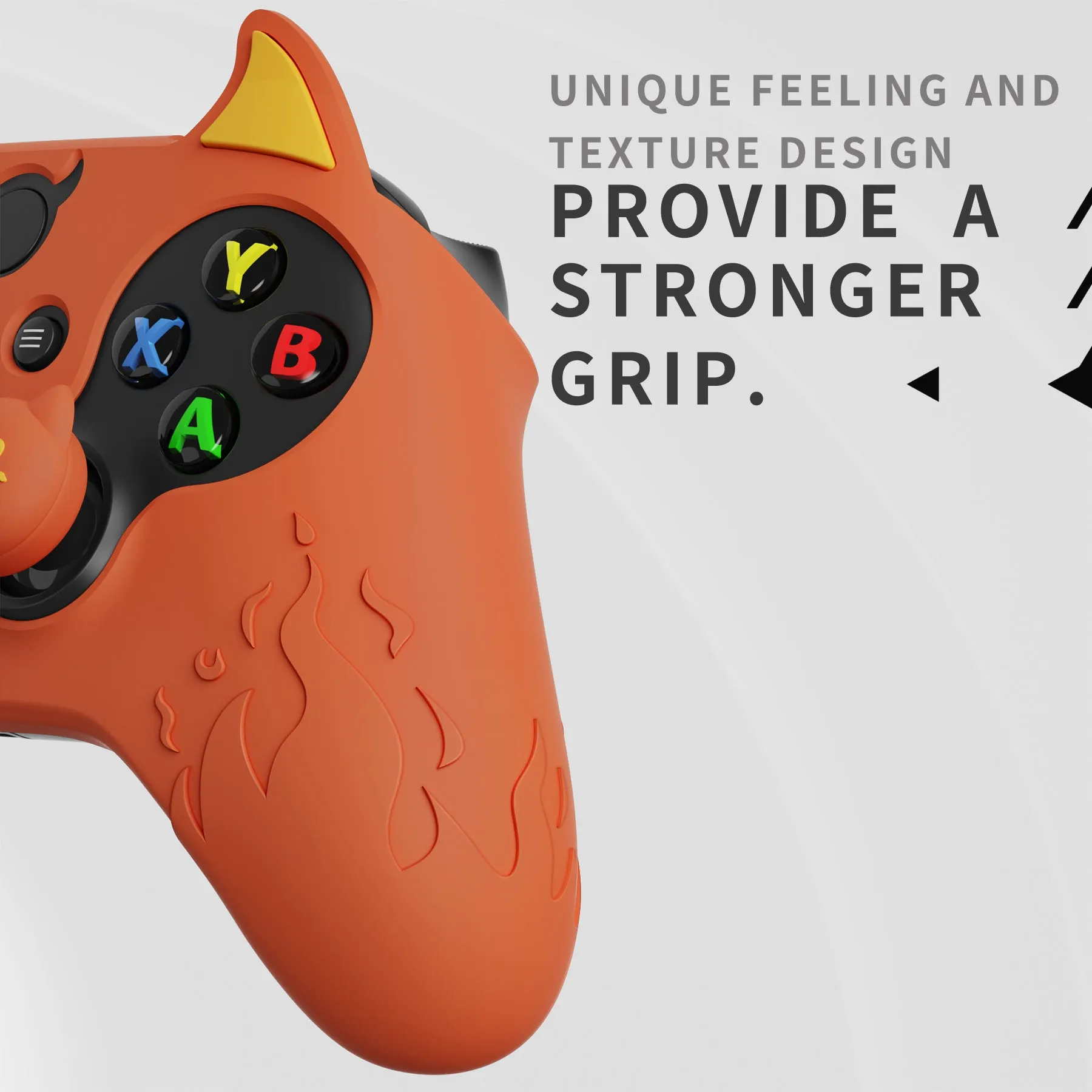 PlayVital Cute Demon Silicone Cover with Thumb Grip Caps for Xbox Series X/S Controller & Xbox Core Wireless Controller - Burnt Orange - PUKX3P004