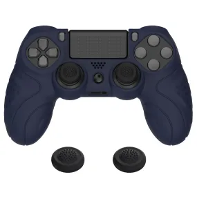 PlayVital Guardian Edition Midnight Blue Ergonomic Soft Anti-Slip Controller Silicone Case Cover for PS4, Rubber Protector Skins with Black Joystick Caps for PS4 Slim PS4 Pro Controller - P4CC0061