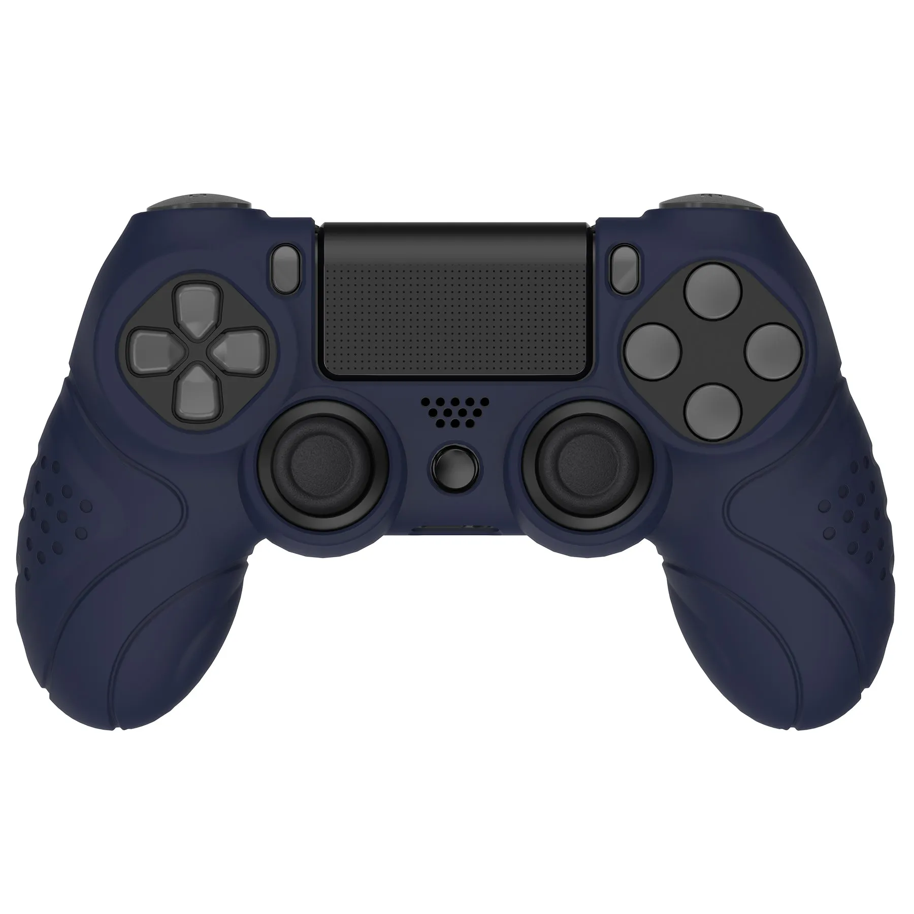 PlayVital Guardian Edition Midnight Blue Ergonomic Soft Anti-Slip Controller Silicone Case Cover for PS4, Rubber Protector Skins with Black Joystick Caps for PS4 Slim PS4 Pro Controller - P4CC0061