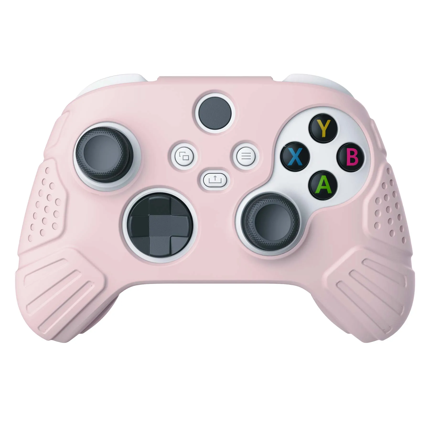 PlayVital Guardian Edition Pink Ergonomic Soft Anti-slip Controller Silicone Case Cover, Rubber Protector Skins with White Joystick Caps for Xbox Series S and Xbox Series X Controller - HCX3005