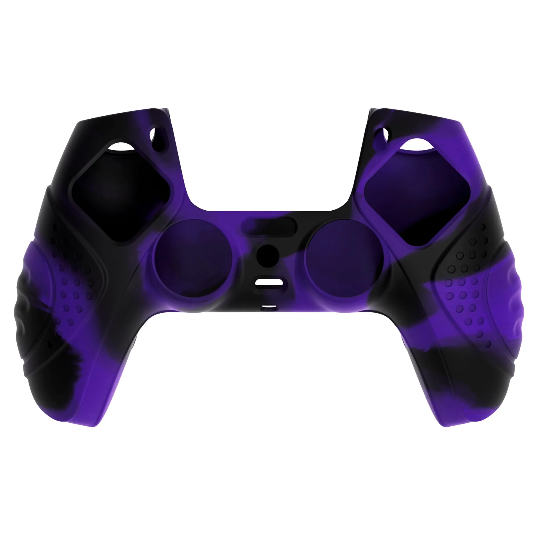 PlayVital Guardian Edition Purple & Black Ergonomic Soft Anti-slip Controller Silicone Case Cover, Rubber Protector Skins with Black Joystick Caps for PS5 Controller - YHPF030