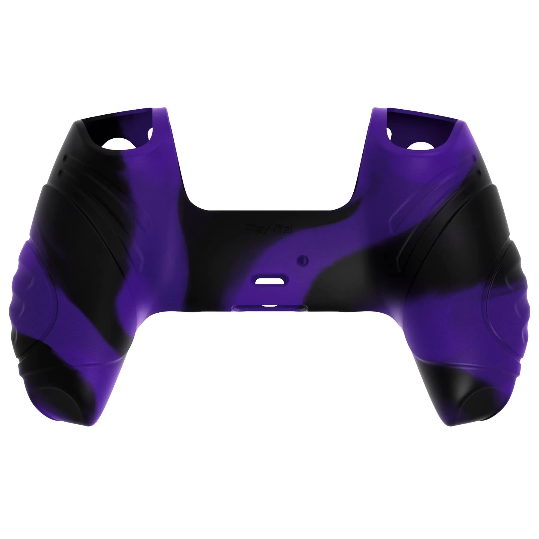 PlayVital Guardian Edition Purple & Black Ergonomic Soft Anti-slip Controller Silicone Case Cover, Rubber Protector Skins with Black Joystick Caps for PS5 Controller - YHPF030