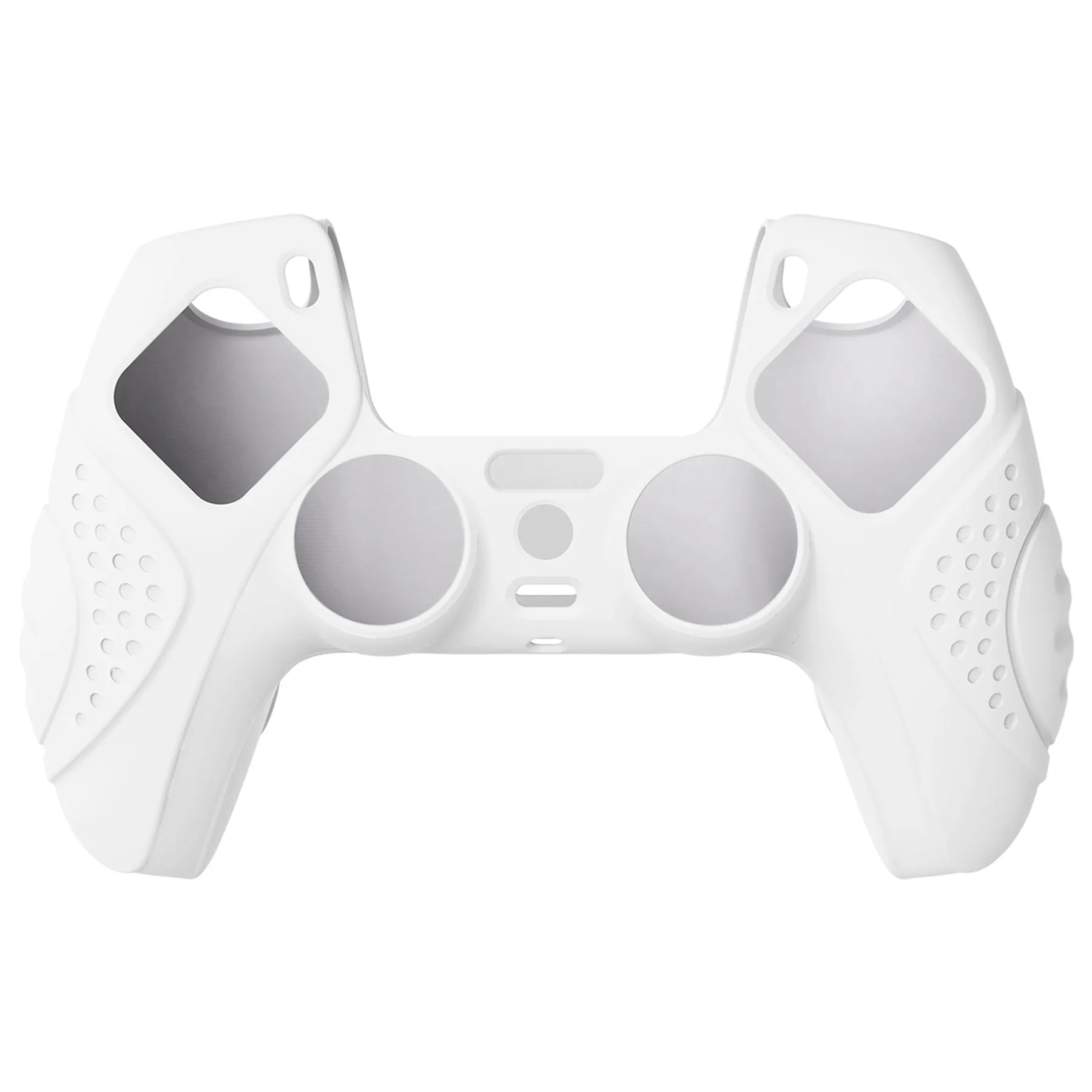 PlayVital Guardian Edition White Ergonomic Soft Anti-slip Controller Silicone Case Cover, Rubber Protector Skins with White Joystick Caps for PS5 Controller - YHPF002