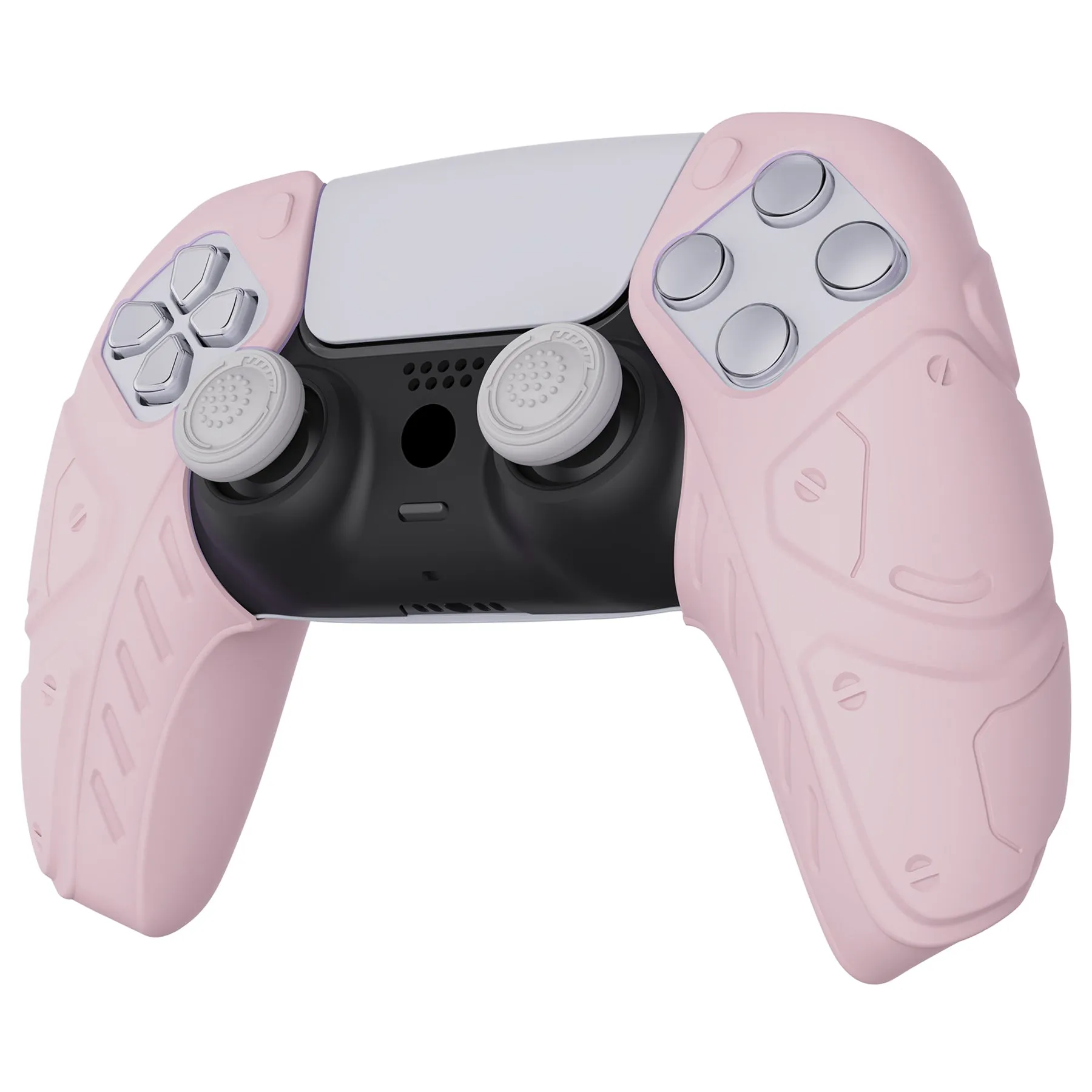 PlayVital Mecha Edition Cherry Blossoms Ergonomic Soft Controller Silicone Case Grips for PS5 Controller, Rubber Protector Skins with Thumbstick Caps for PS5 Controller - Compatible with Charging Station - JGPF007