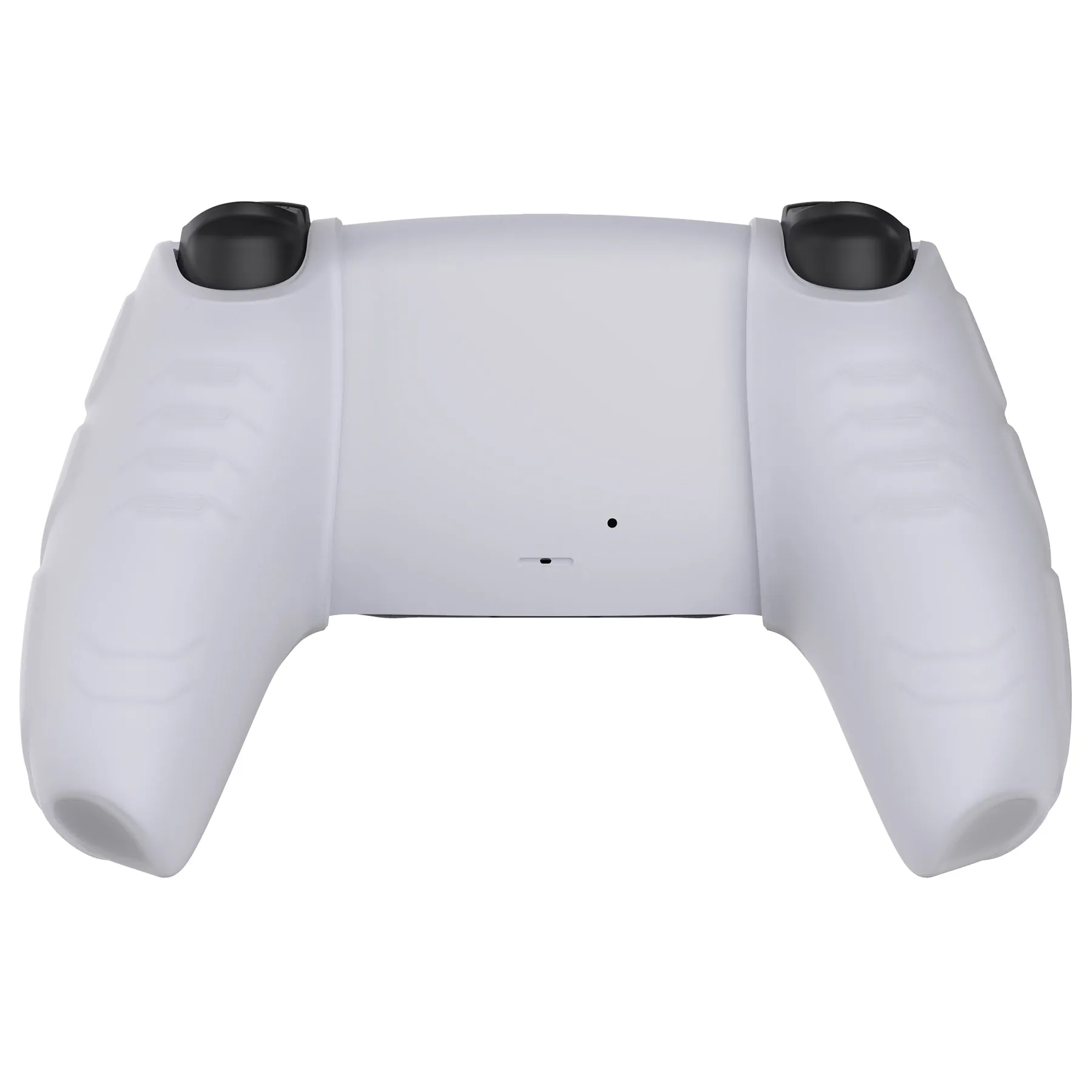 PlayVital Mecha Edition Clear White Ergonomic Soft Controller Silicone Case Grips for PS5 Controller, Rubber Protector Skins with Thumbstick Caps for PS5 Controller - Compatible with Charging Station - JGPF010