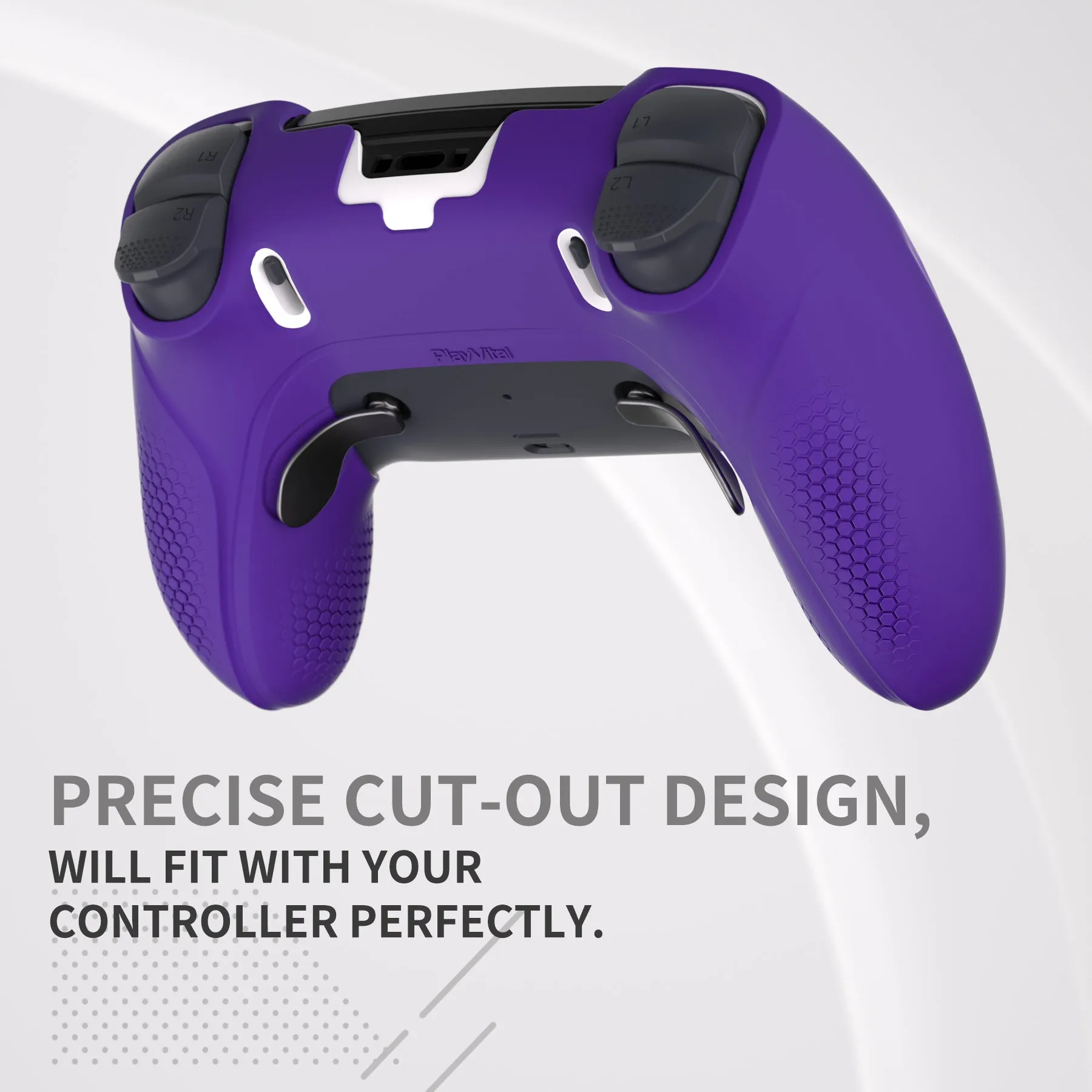 PlayVital Ninja Edition Anti-Slip Half-Covered Silicone Cover Skin for ps5 Edge Controller, Ergonomic Protector Soft Rubber Case for ps5 Edge Wireless Controller with Thumb Grip Caps - Purple - EYPFP007