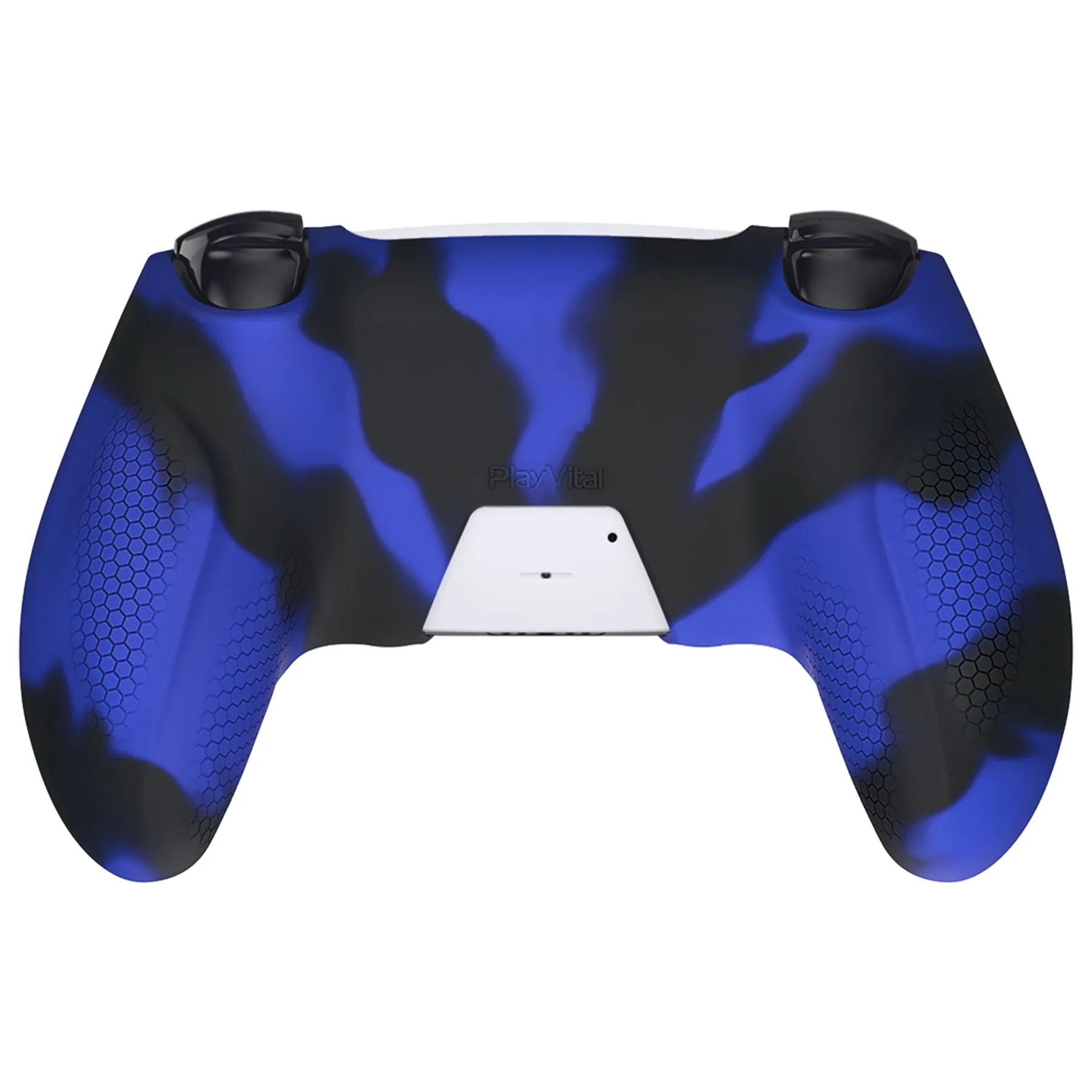 PlayVital Ninja Edition Anti-Slip Silicone Cover Skin for ps5 Wireless Controller, Ergonomic Protector Soft Rubber Case for ps5 Controller Fits with Charging Station with Thumb Grip Caps - Blue & Black - MQRPFP008