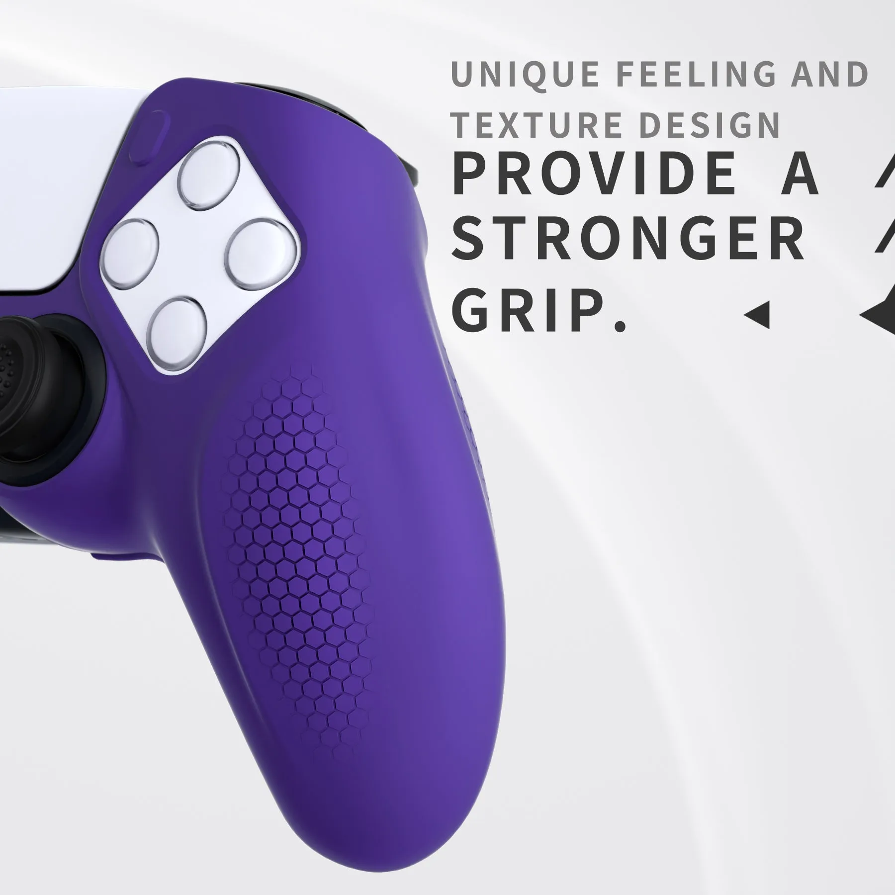 PlayVital Ninja Edition Anti-Slip Silicone Cover Skin for ps5 Wireless Controller, Ergonomic Protector Soft Rubber Case for ps5 Controller Fits with Charging Station with Thumb Grip Caps - Purple - MQRPFP003