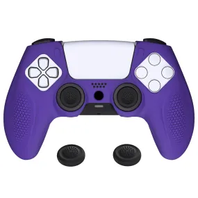 PlayVital Ninja Edition Anti-Slip Silicone Cover Skin for ps5 Wireless Controller, Ergonomic Protector Soft Rubber Case for ps5 Controller Fits with Charging Station with Thumb Grip Caps - Purple - MQRPFP003