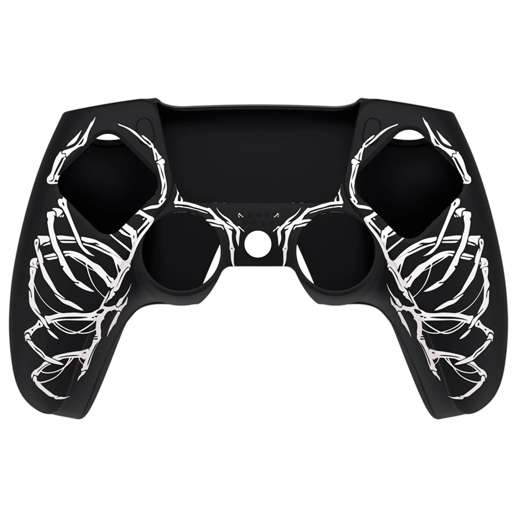 PlayVital Pure Series Carving Skull Dockable Model Anti-Slip Silicone Cover Skin with 6 Thumb Grip Caps for ps5 Controller Fits with Charging Station - EKPFL006