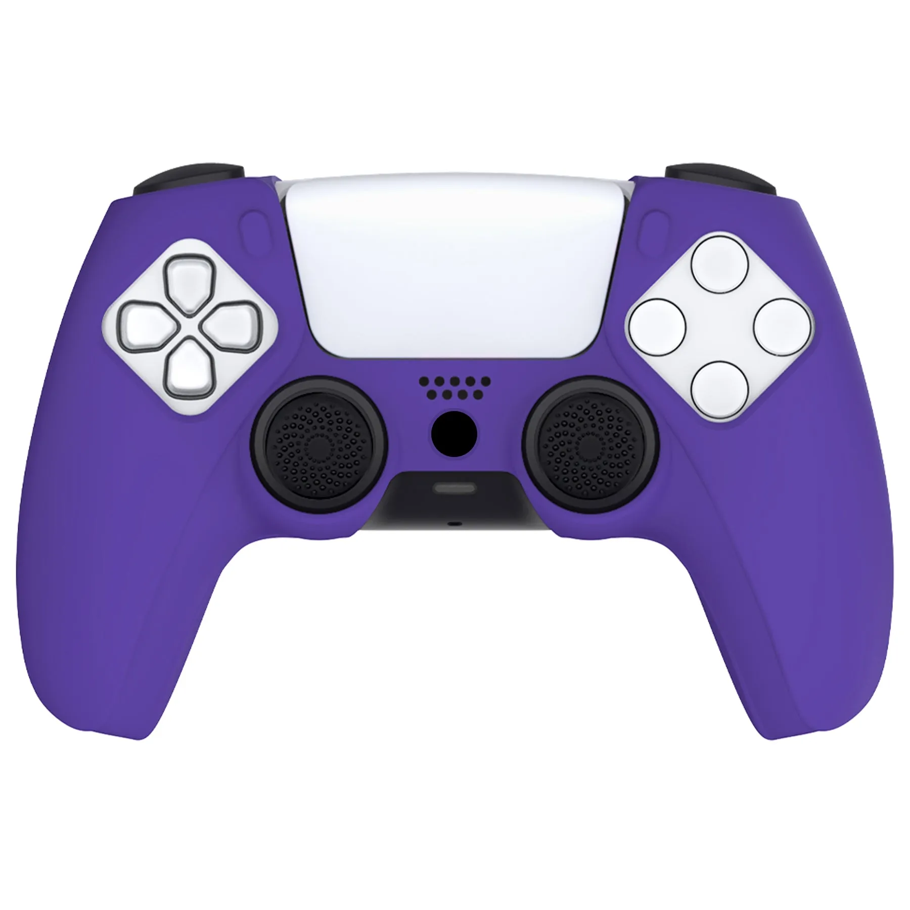 PlayVital Pure Series Ergonomic Anti-Slip Silicone Cover Skin for PS5 Controller, Soft Rubber Grip Case for PS5 Wireless Controller Fits with Charging Station with 6 Thumb Grip Caps - Purple- EKPFP006