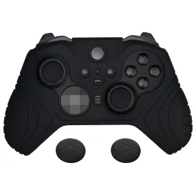 PlayVital Samurai Edition Anti Slip Silicone Case Cover for Xbox Elite Wireless Controller Series 2, Ergonomic Soft Rubber Skin Protector for Xbox Elite Series 2 with Thumb Grip Caps - Black - XBE2M001