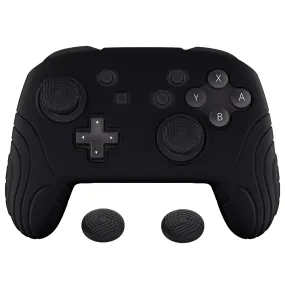 PlayVital Samurai Edition Ergonomic Silicone Skin Protective Case for Nintendo Switch Pro Controller, Soft Anti-slip Controller Grip Protector for Nintendo Switch Pro with Thumb Grip Caps - Black - EBNPP002