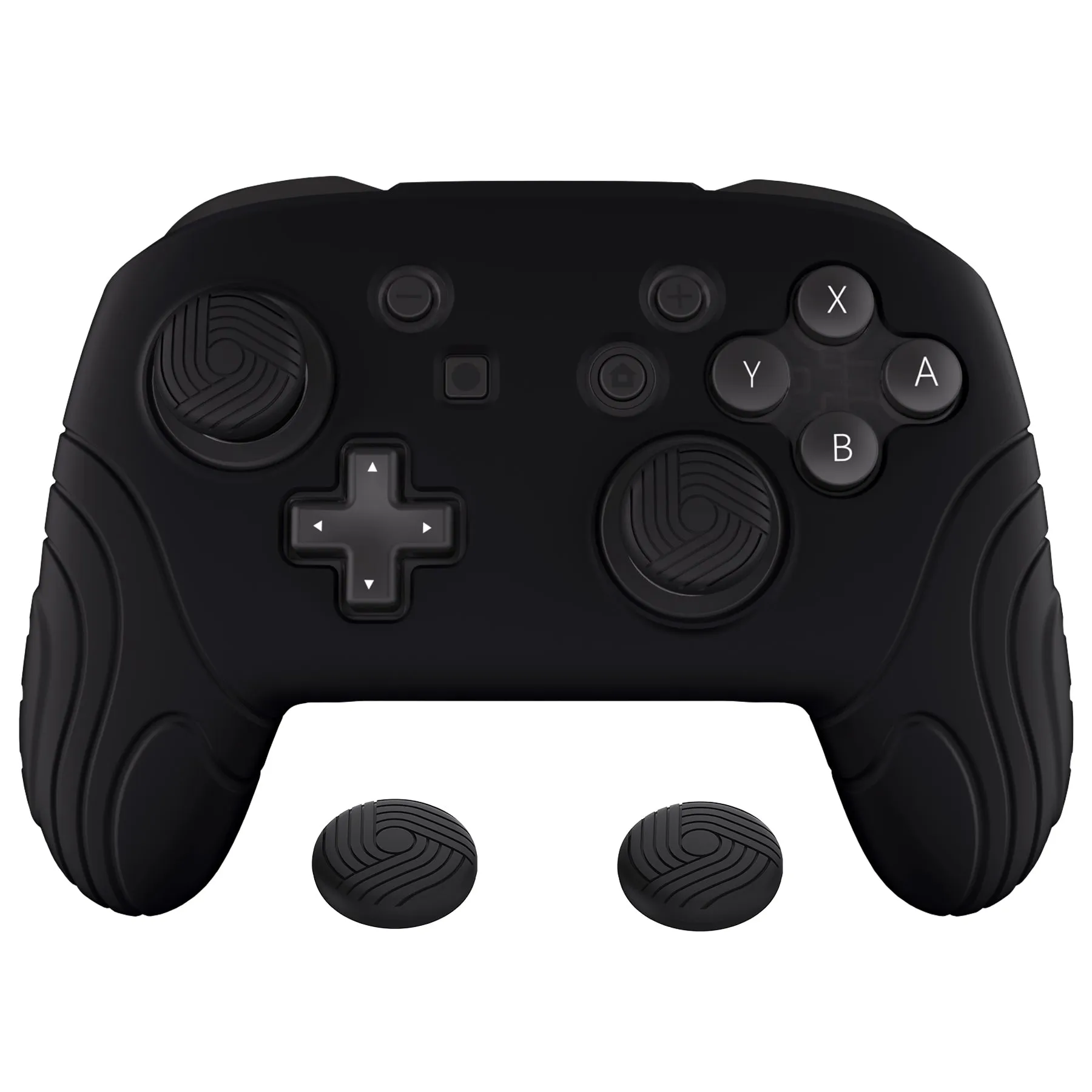 PlayVital Samurai Edition Ergonomic Silicone Skin Protective Case for Nintendo Switch Pro Controller, Soft Anti-slip Controller Grip Protector for Nintendo Switch Pro with Thumb Grip Caps - Black - EBNPP002