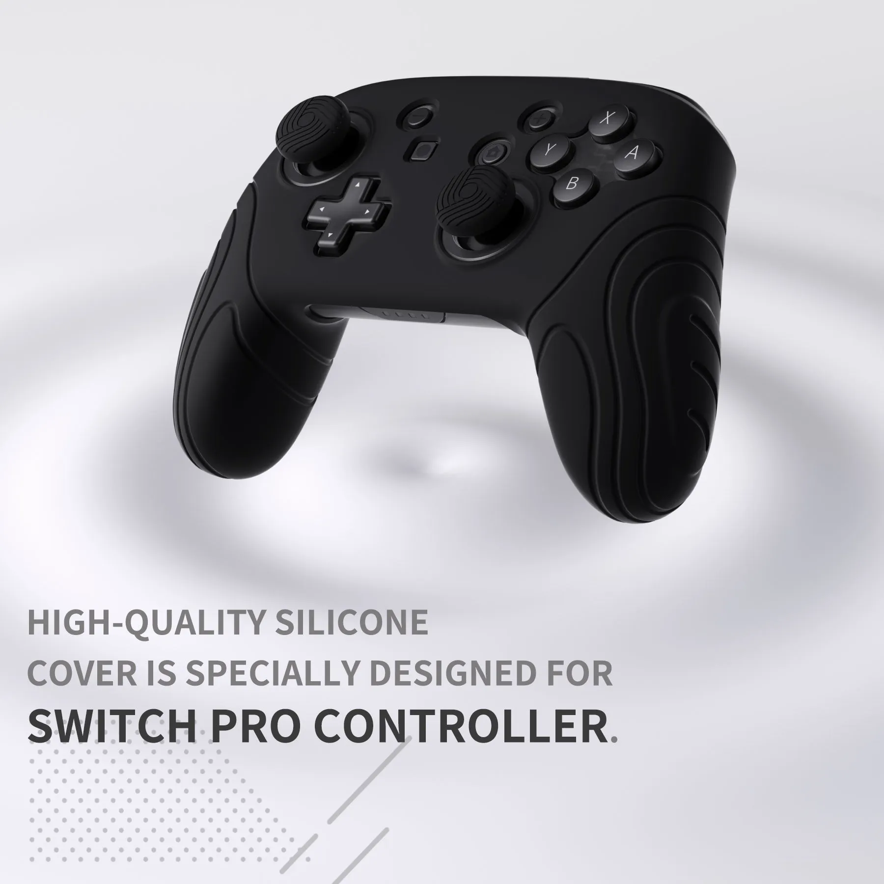 PlayVital Samurai Edition Ergonomic Silicone Skin Protective Case for Nintendo Switch Pro Controller, Soft Anti-slip Controller Grip Protector for Nintendo Switch Pro with Thumb Grip Caps - Black - EBNPP002