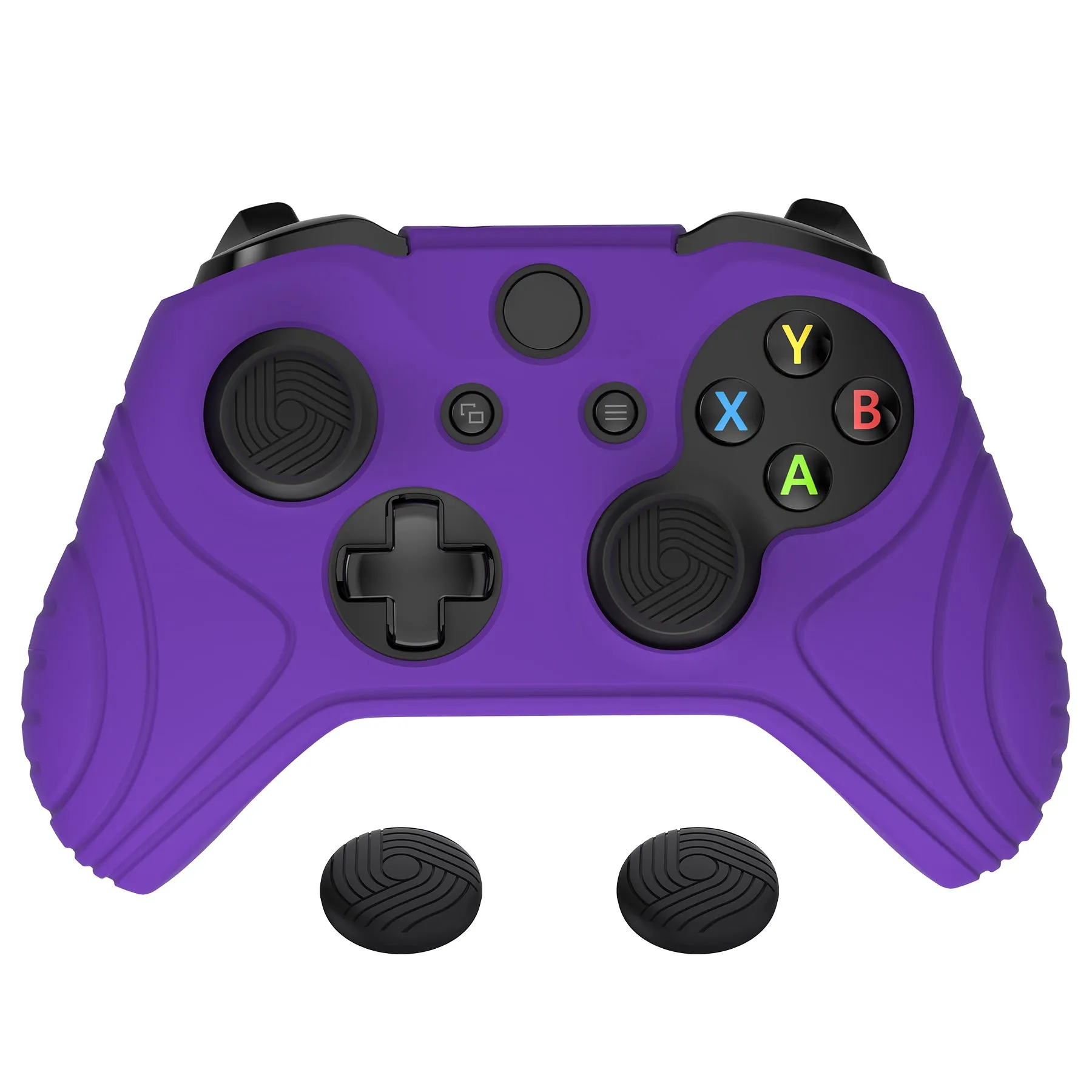 PlayVital Samurai Edition Purple Anti-Slip Controller Grip Silicone Skin for Xbox One X/S Controller, Ergonomic Soft Rubber Protective Case Cover for Xbox One S/X Controller with Black Thumb Stick Caps - XOQ038