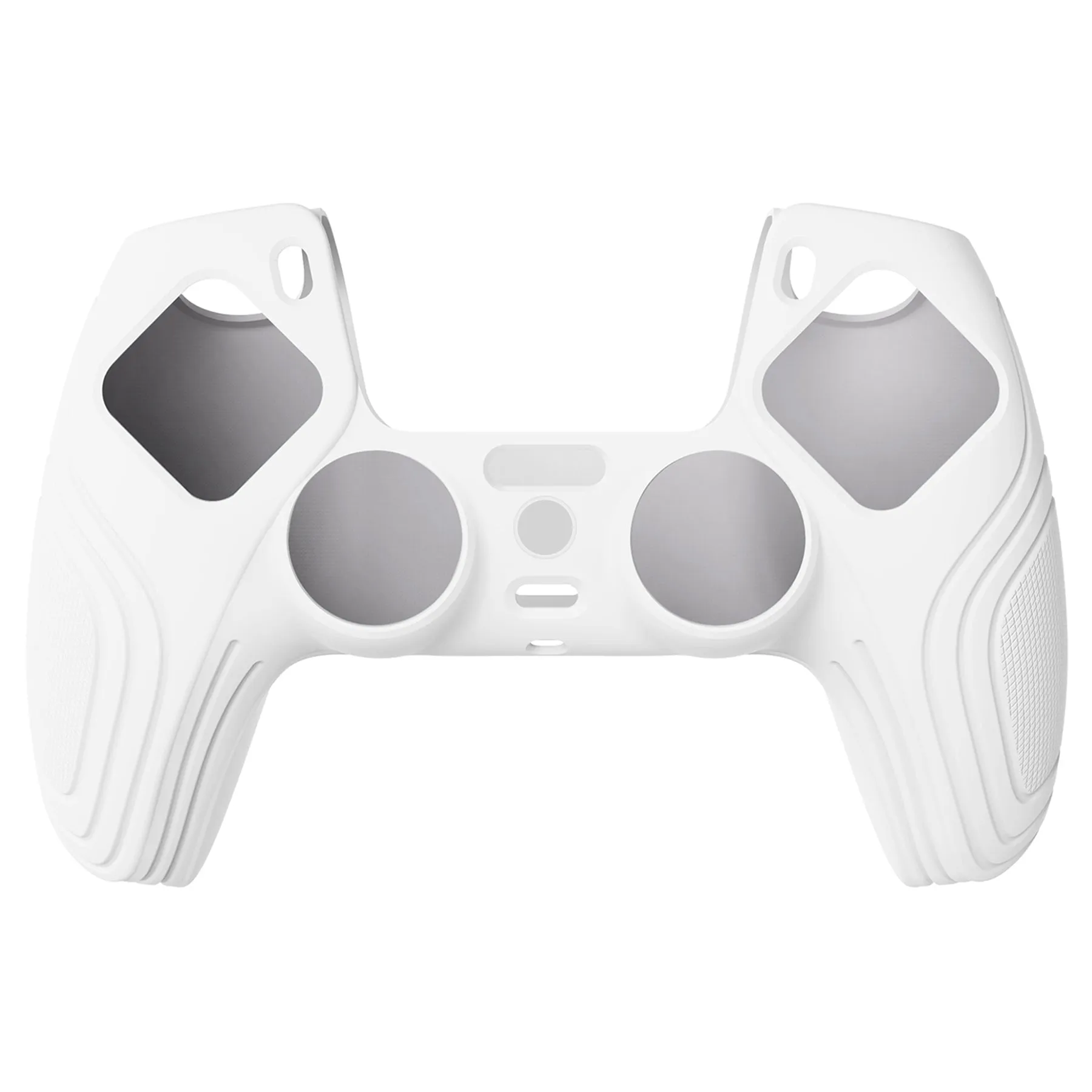 PlayVital Samurai Edition White Anti-slip Controller Grip Silicone Skin, Ergonomic Soft Rubber Protective Case Cover for PlayStation 5 PS5 Controller with White Thumb Stick Caps - BWPF002