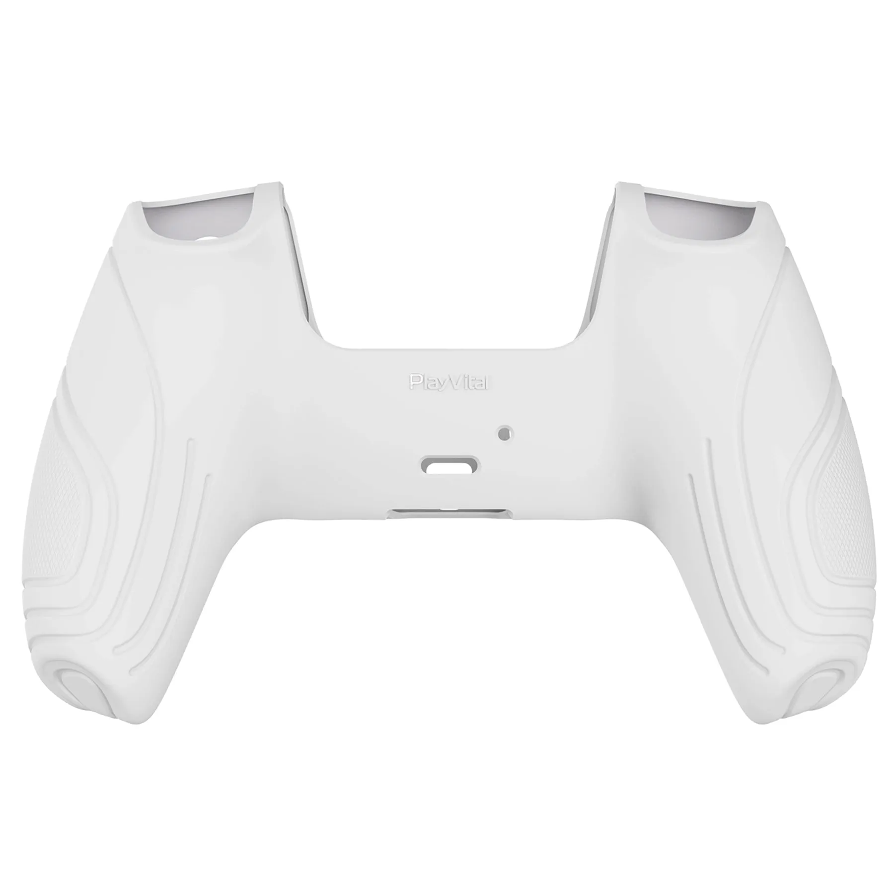 PlayVital Samurai Edition White Anti-slip Controller Grip Silicone Skin, Ergonomic Soft Rubber Protective Case Cover for PlayStation 5 PS5 Controller with White Thumb Stick Caps - BWPF002