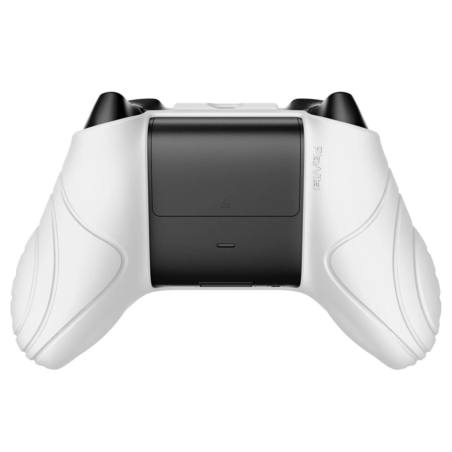 PlayVital Samurai Edition White Anti-slip Controller Grip Silicone Skin, Ergonomic Soft Rubber Protective Case Cover for Xbox Series S/X Controller Model 1914 with White Thumb Stick Caps - WAX3002