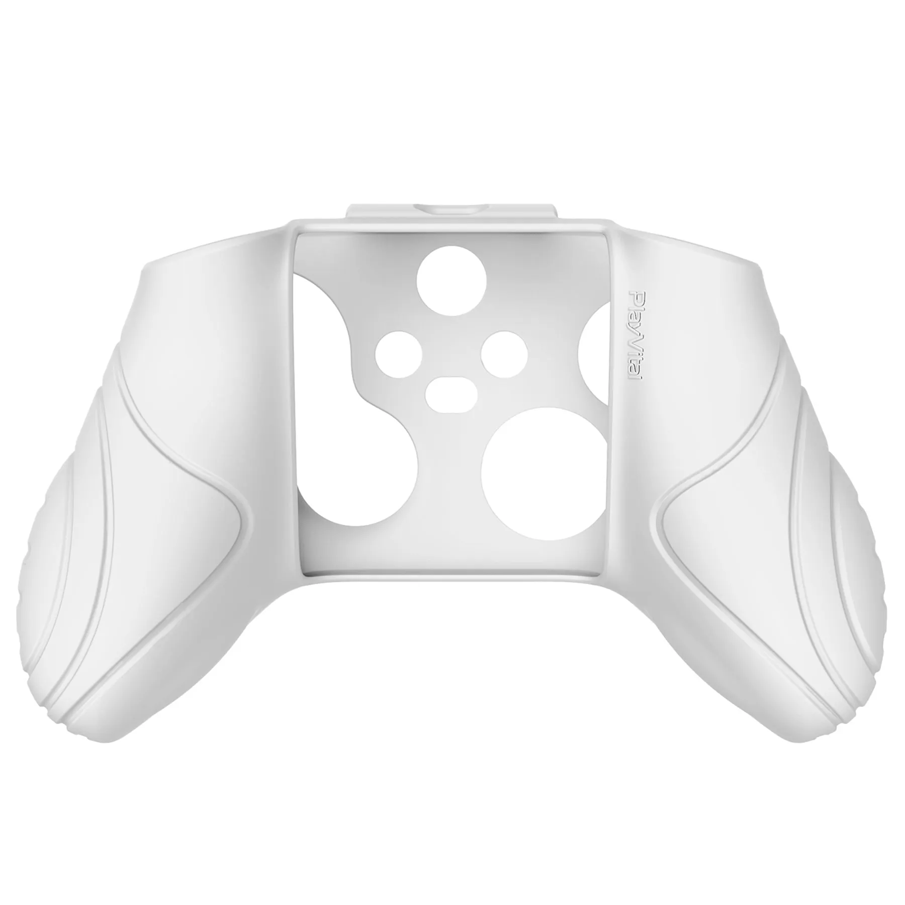 PlayVital Samurai Edition White Anti-slip Controller Grip Silicone Skin, Ergonomic Soft Rubber Protective Case Cover for Xbox Series S/X Controller Model 1914 with White Thumb Stick Caps - WAX3002