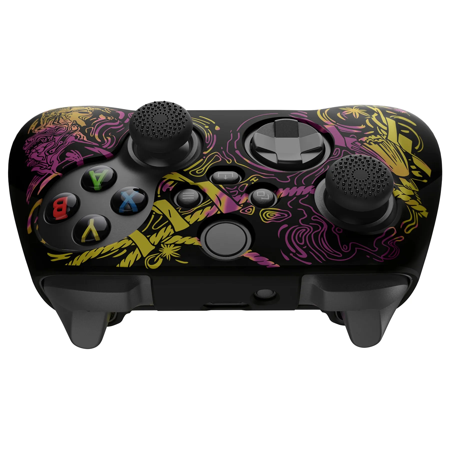 PlayVital Samurai Prajna (Purple & Yellow) Silicone Cover Skin wtih Thumb Grip Caps for Xbox Series X/S Controller - BLX3026