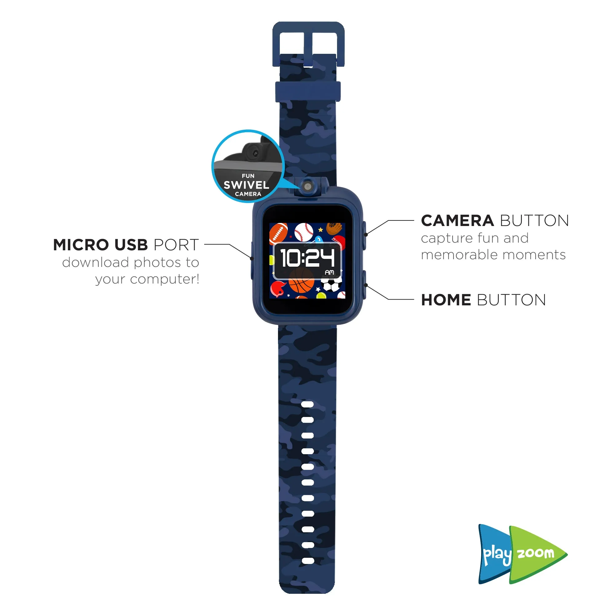 PlayZoom Smartwatch for Kids: Blue Camo