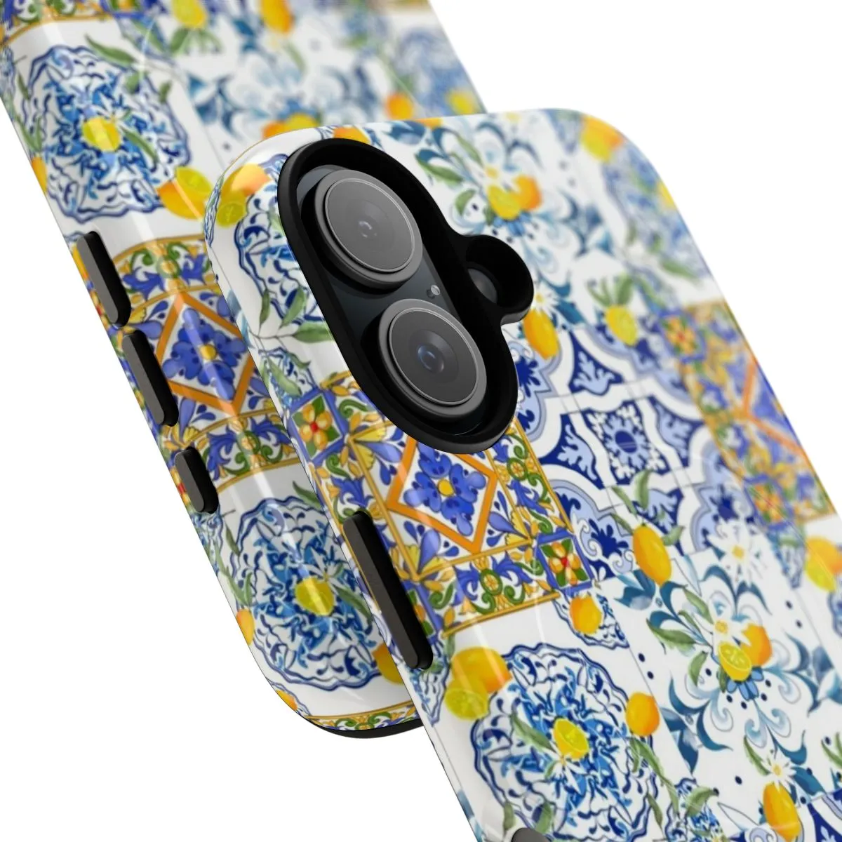 "Mediterranean-Style Lemon Mosaic Phone Case for Summer"