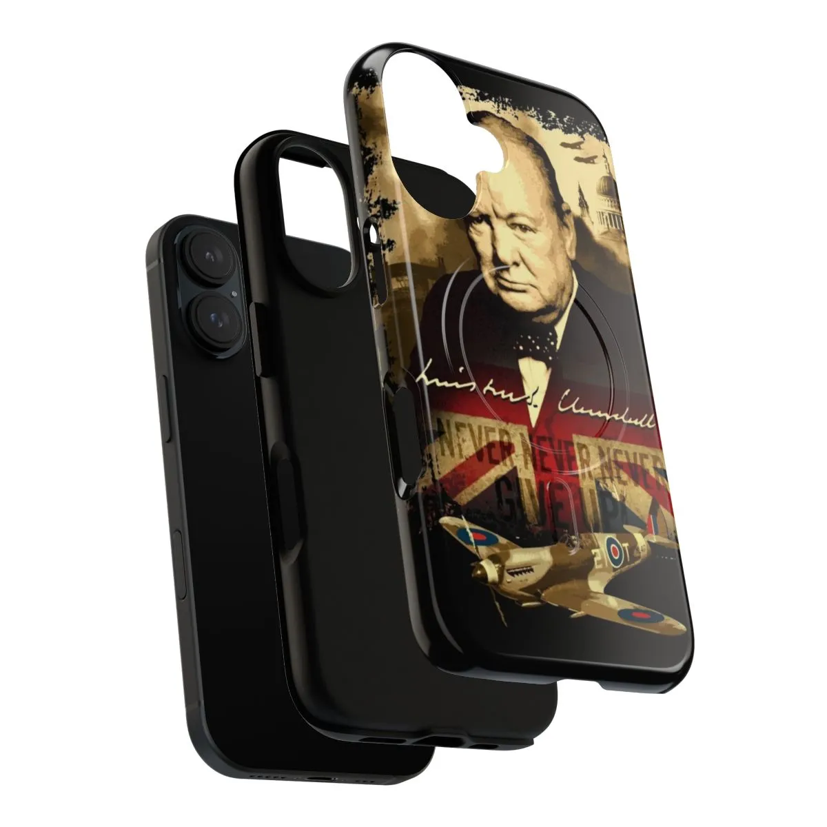 "Never Give Up" Magnetic Tough Phone Case - Winston Churchill Inspired