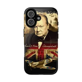 "Never Give Up" Magnetic Tough Phone Case - Winston Churchill Inspired