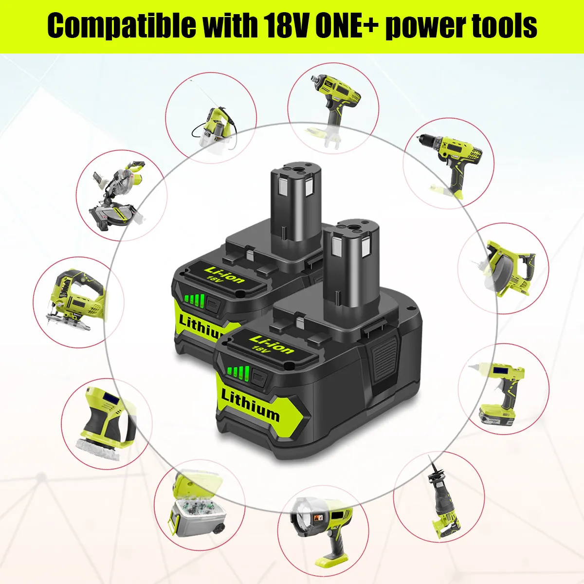 RB18L50 6.5Ah 18 Volt Lithium-Ion High Capacity Battery for Ryobi 18V 5.0Ah Battery RB18L50 Compatible with Ryobi 18 Volt ONE  Battery 5Ah 4Ah 3Ah