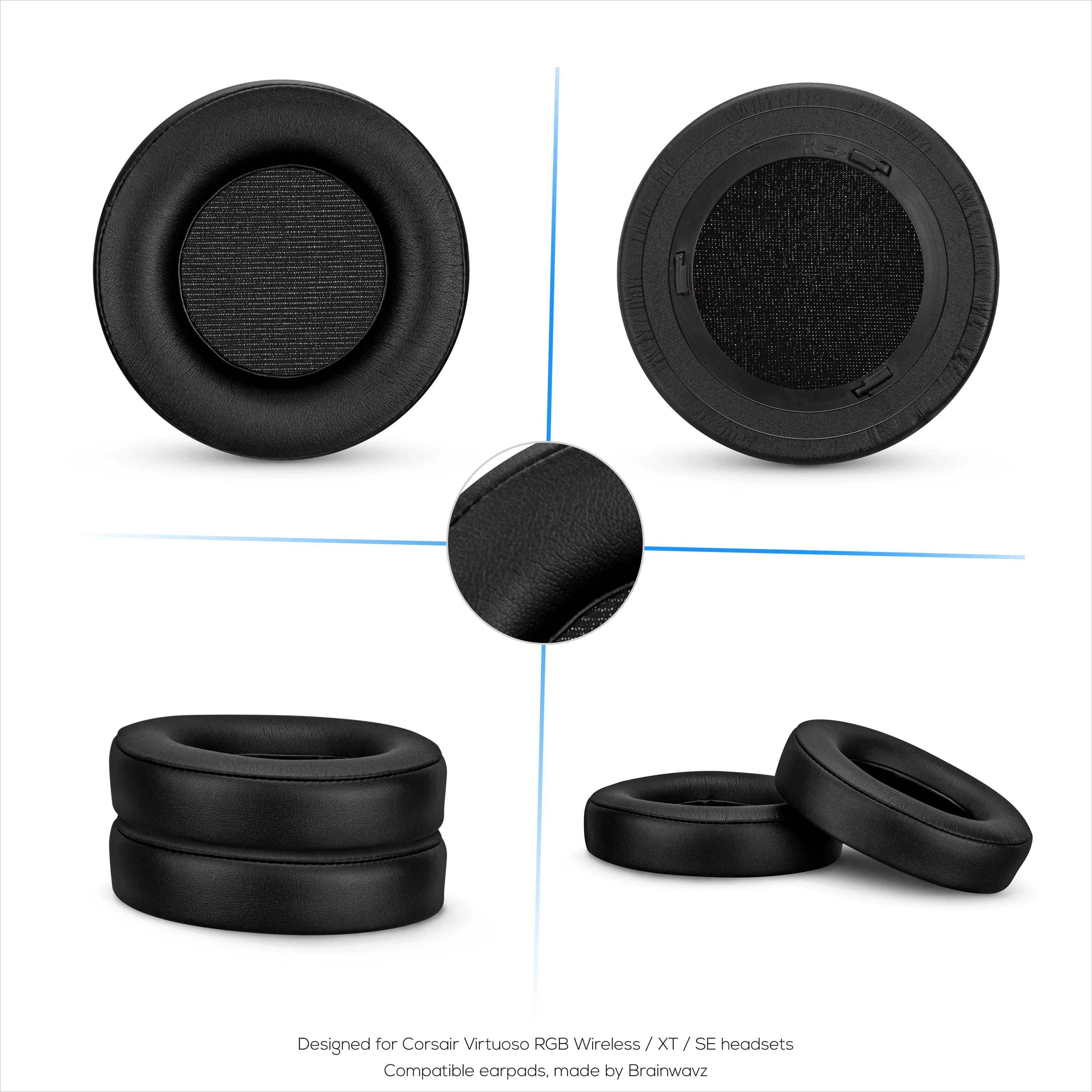 Replacement Earpads for Corsair Virtuoso RGB Gaming Headset (Wireless/XT/SE), Soft PU Leather & Extra Comfort