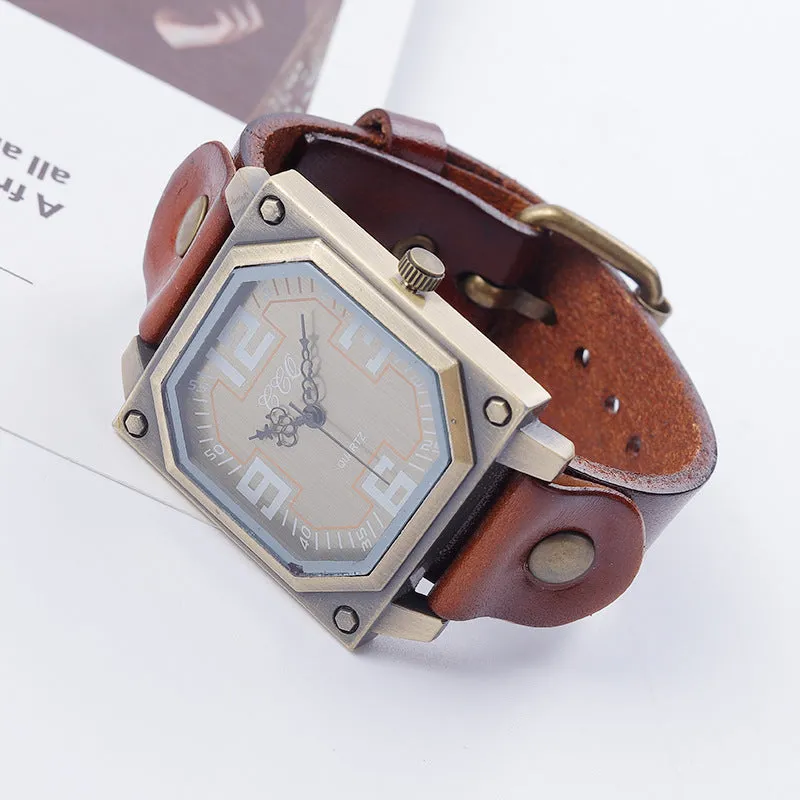 Retro Vintage Digital Quartz Square Men's Watch