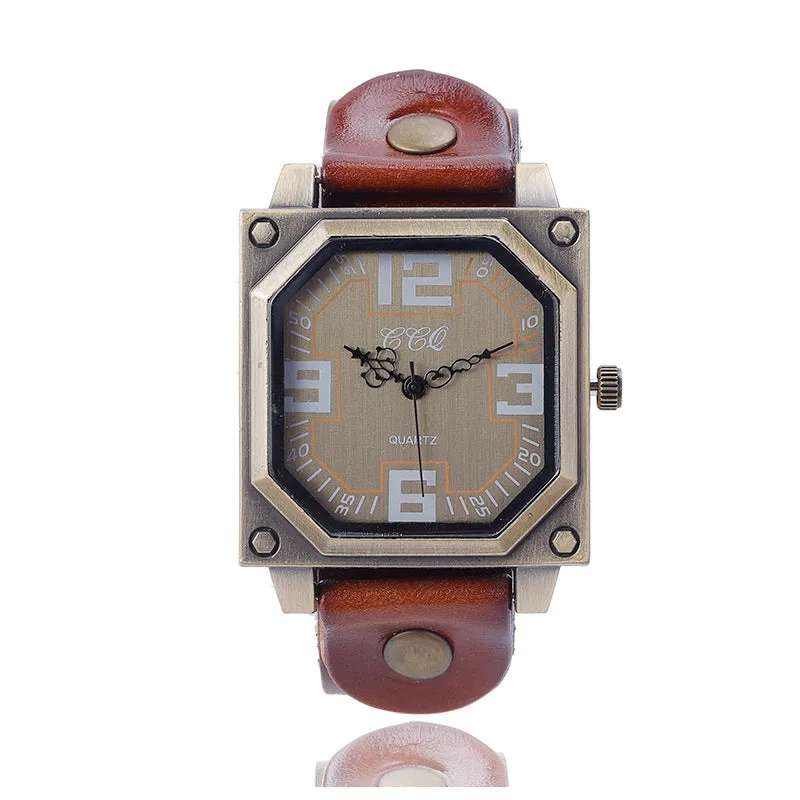 Retro Vintage Digital Quartz Square Men's Watch