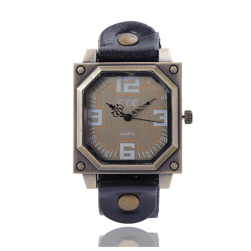 Retro Vintage Digital Quartz Square Men's Watch