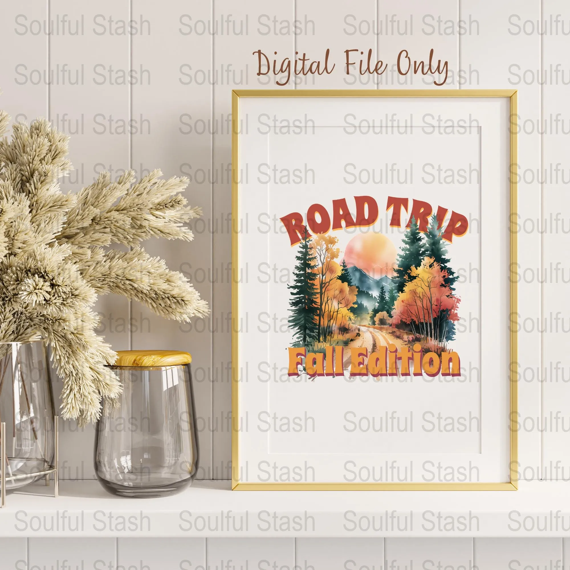 Road Trip Fall Edition PNG Digital Sublimation Design for Shirts and Crafts, Scenic Autumn Road Trip Vacation Graphic, Pumpkin Patch Trip