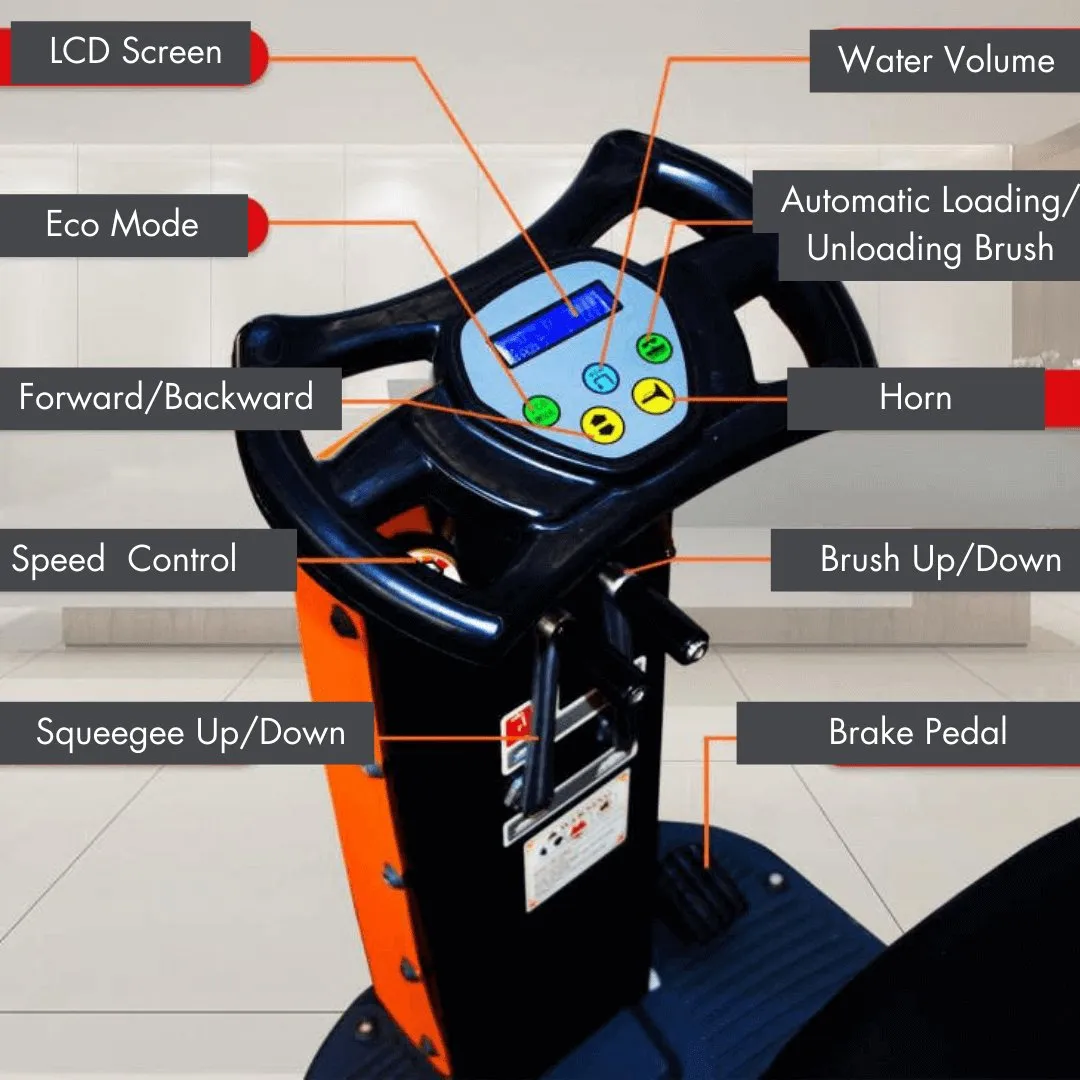 RT70  Ride-On Floor Scrubber Machine, Lithium Battery, 22" Cleaning Path, 48000 Sqft/h Working Efficiency