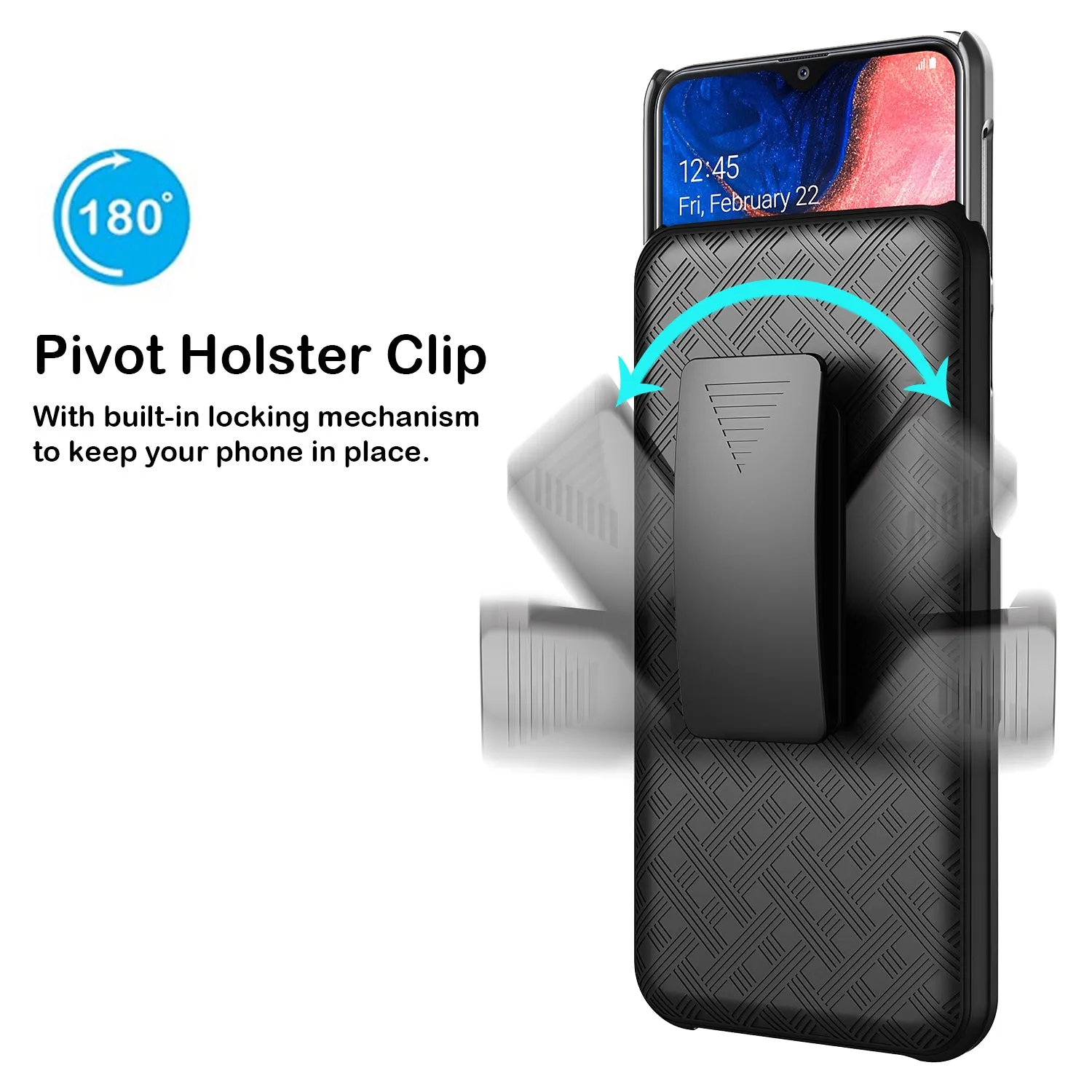 Samsung Galaxy A10e Case, Galaxy A10e Case, Rugged Slim Rotating Swivel Lock Holster Shell Combo Case for Galaxy A10e