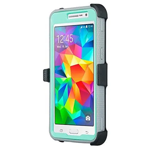 Samsung Galaxy J3 Case, J3V Case | Express Prime Case | Galaxy Sky Case | Amp Prime Case | Galaxy Sol Heavy Duty[Built-in Screen Protector] Holster Shell Combo Case - Teal