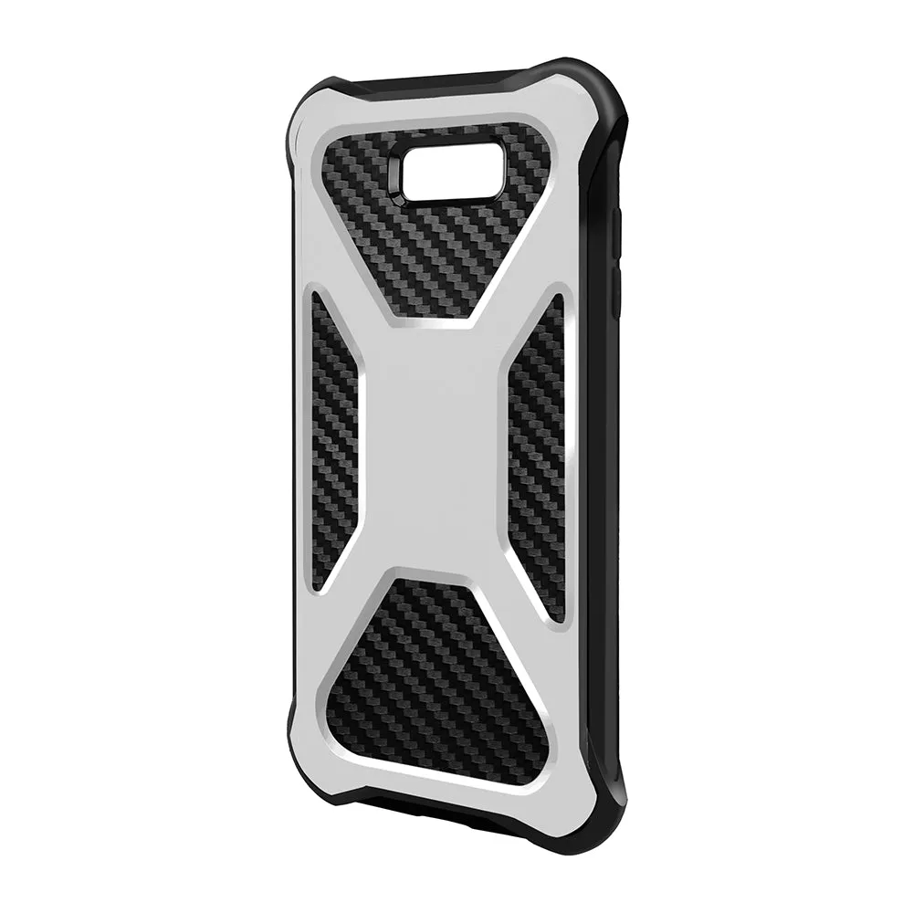 Samsung Galaxy J7 (2017) / J7 Sky Pro / J7 Perx / J7 V / J7 Prime / Galaxy Halo Case, Rugged Slim Rotating Swivel Lock Carbon Fiber Combo Clip Cover - White