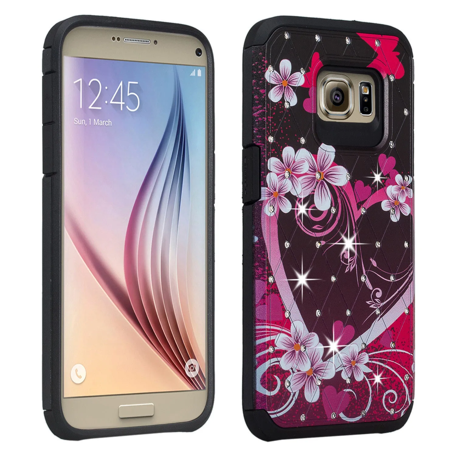 Samsung Galaxy S7 Case | Slim Hybrid Dual Layer Crystal Case for Galaxy S7 - Heart Butterflies