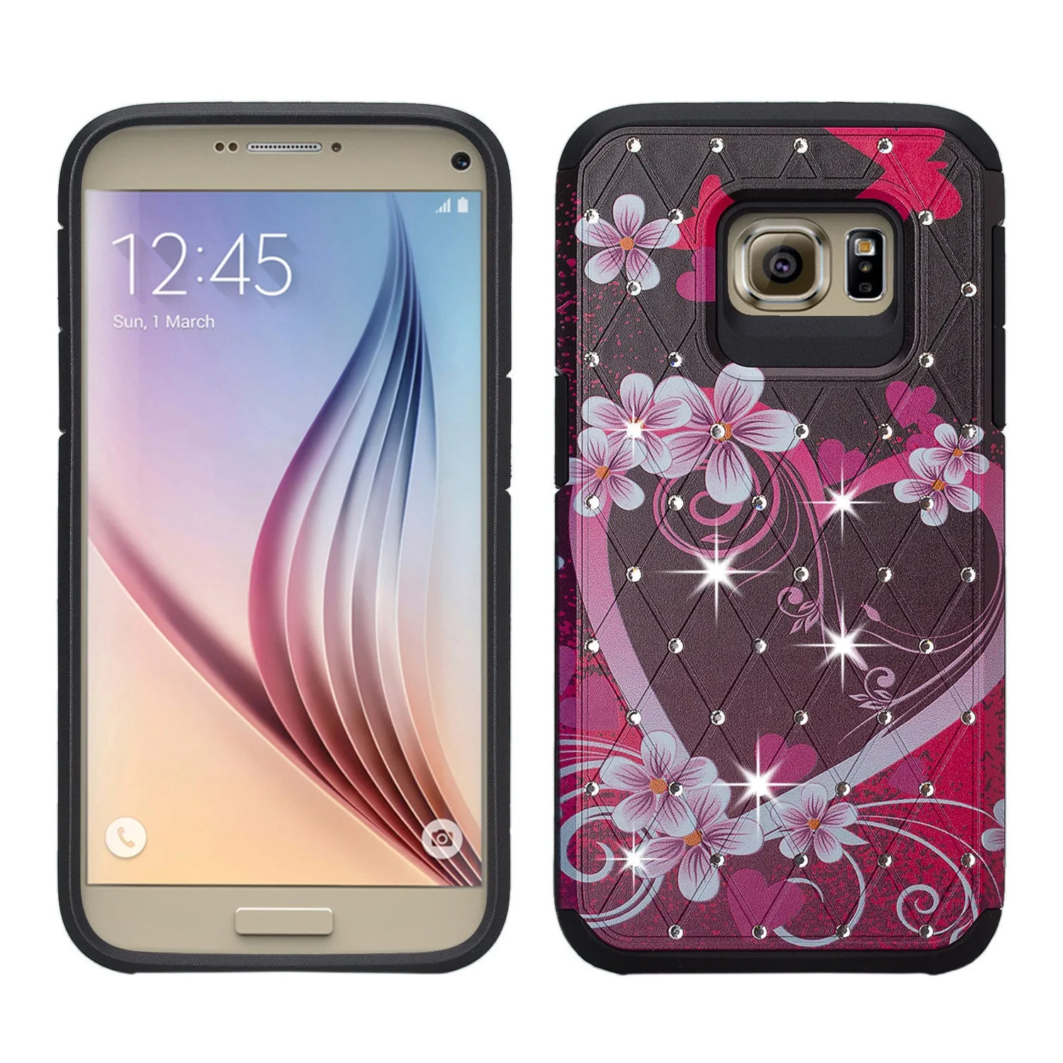 Samsung Galaxy S7 Case | Slim Hybrid Dual Layer Crystal Case for Galaxy S7 - Heart Butterflies