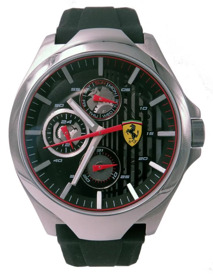 Scuderia Ferrari Aero Mens Watch - Stainless Steel - Black Chrono Dial -Silicone